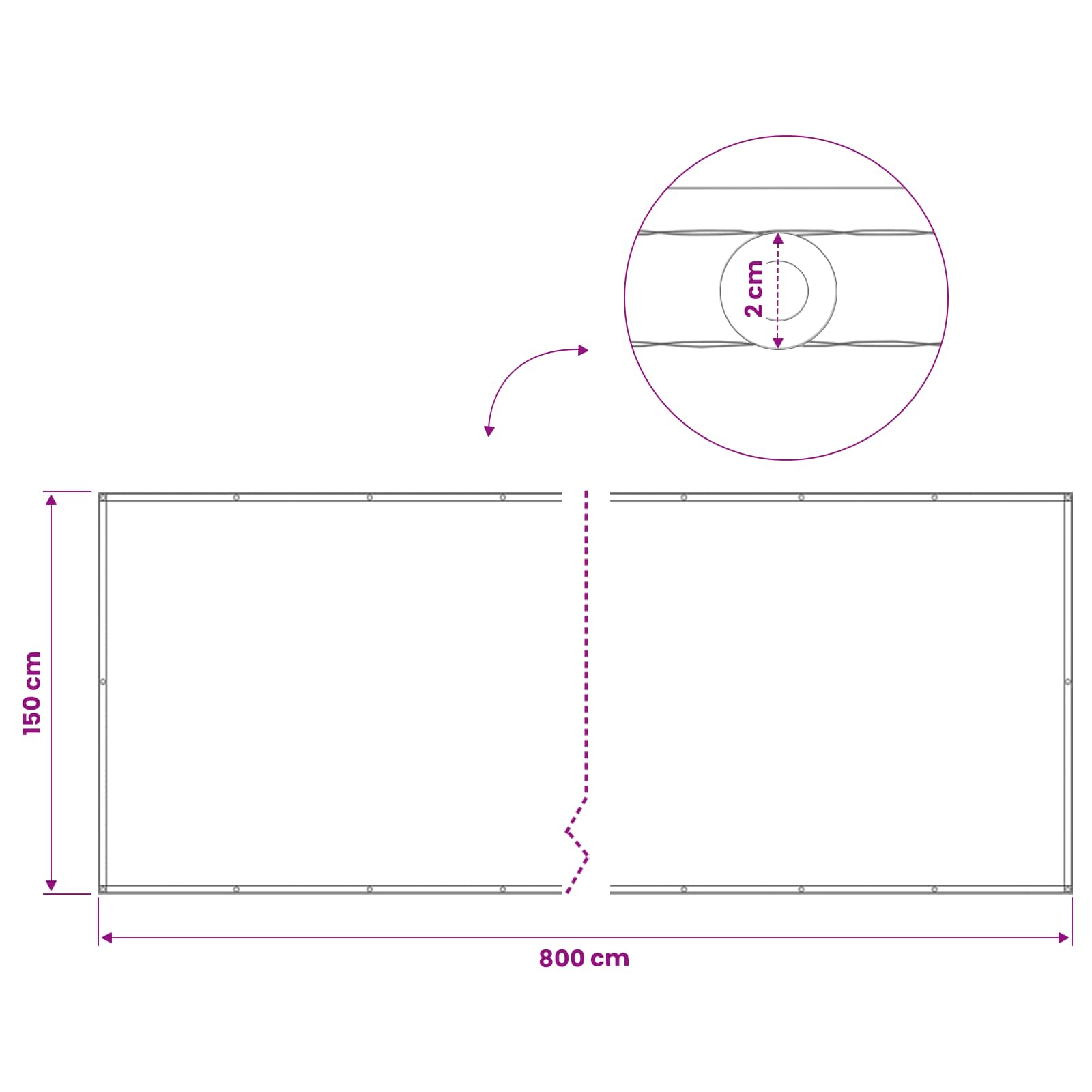 Schermo di Privacy per Balcone 150 x 800 cm