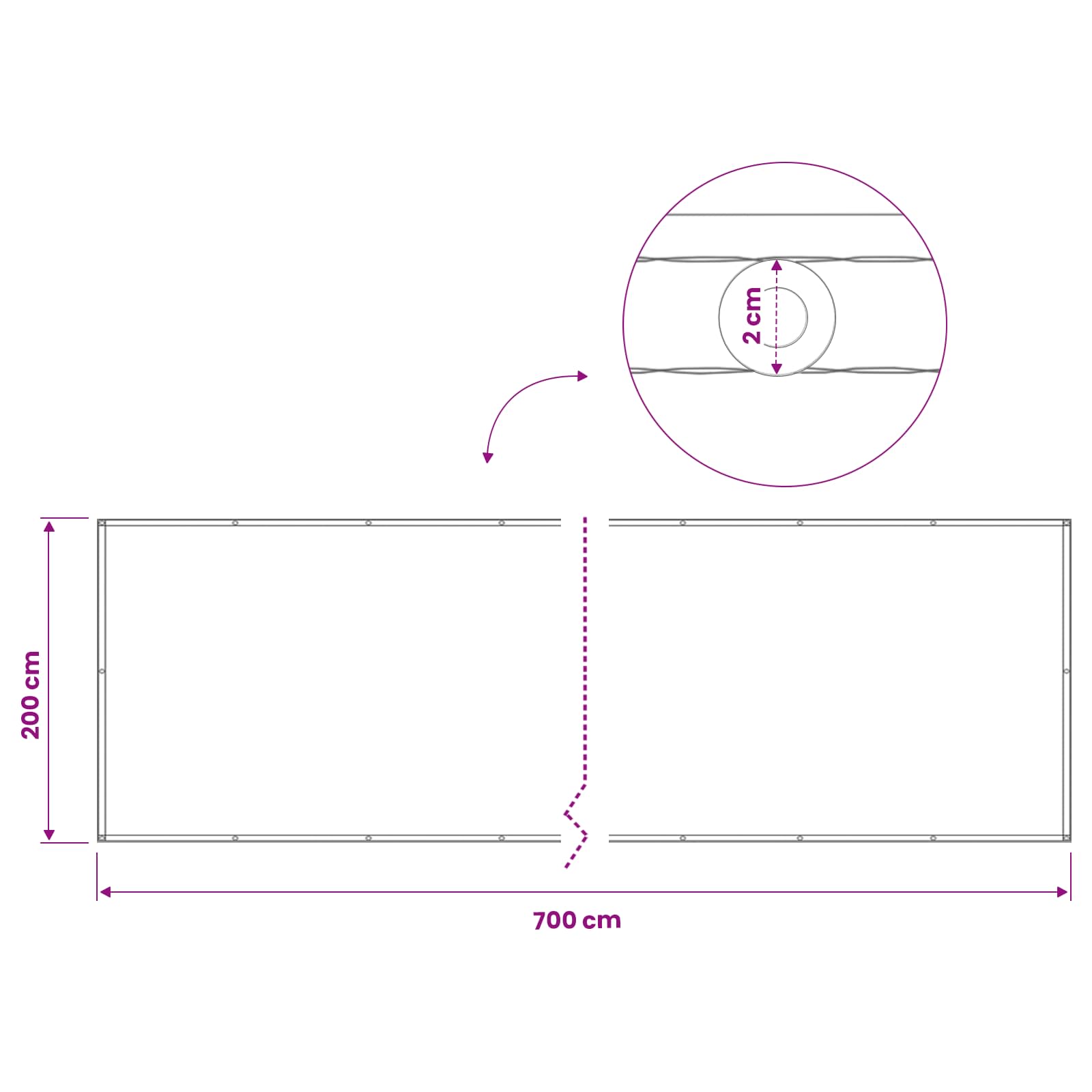 Schermo di Privacy per Balcone 200 x 700 cm