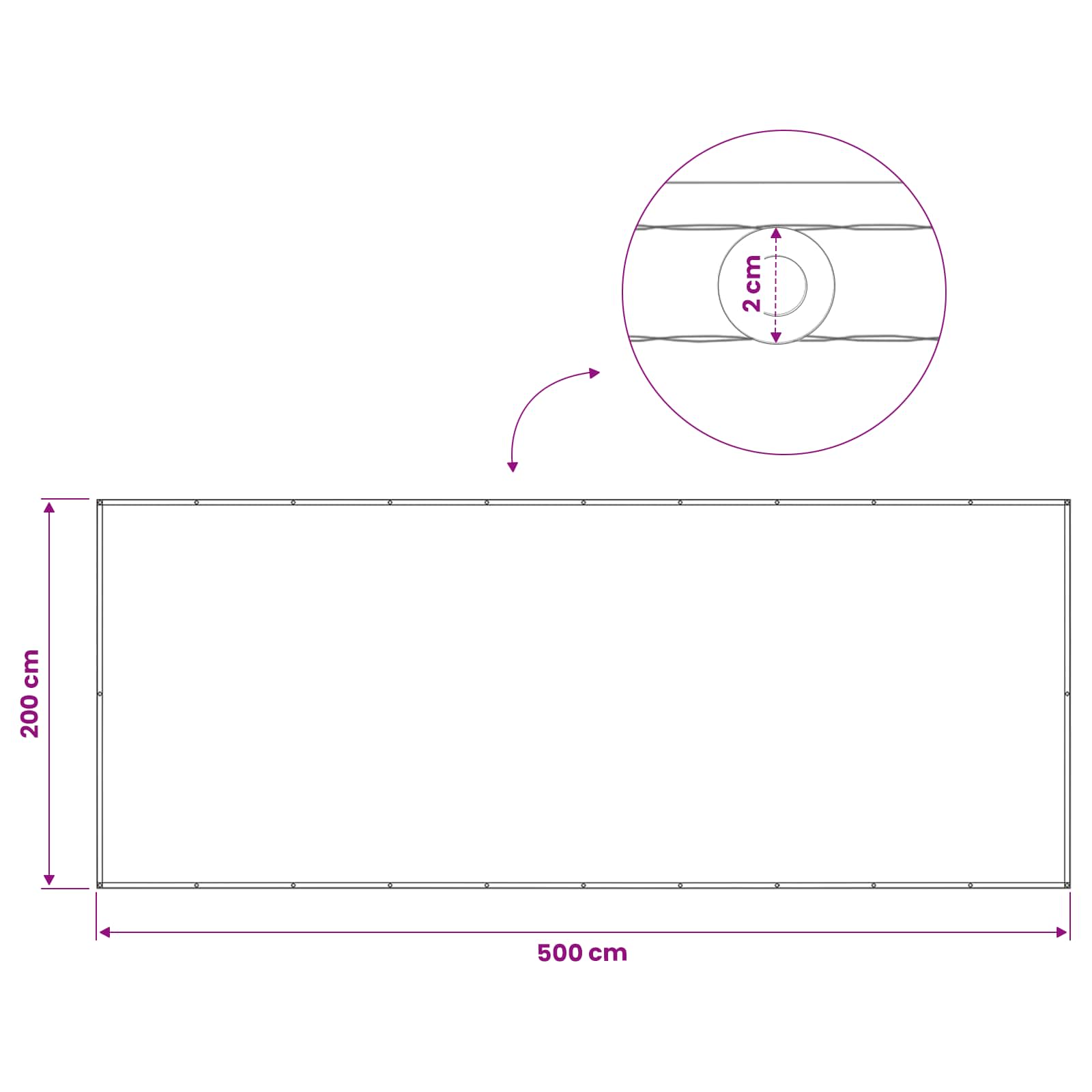 Schermo di Privacy per Balcone 200 x 500 cm