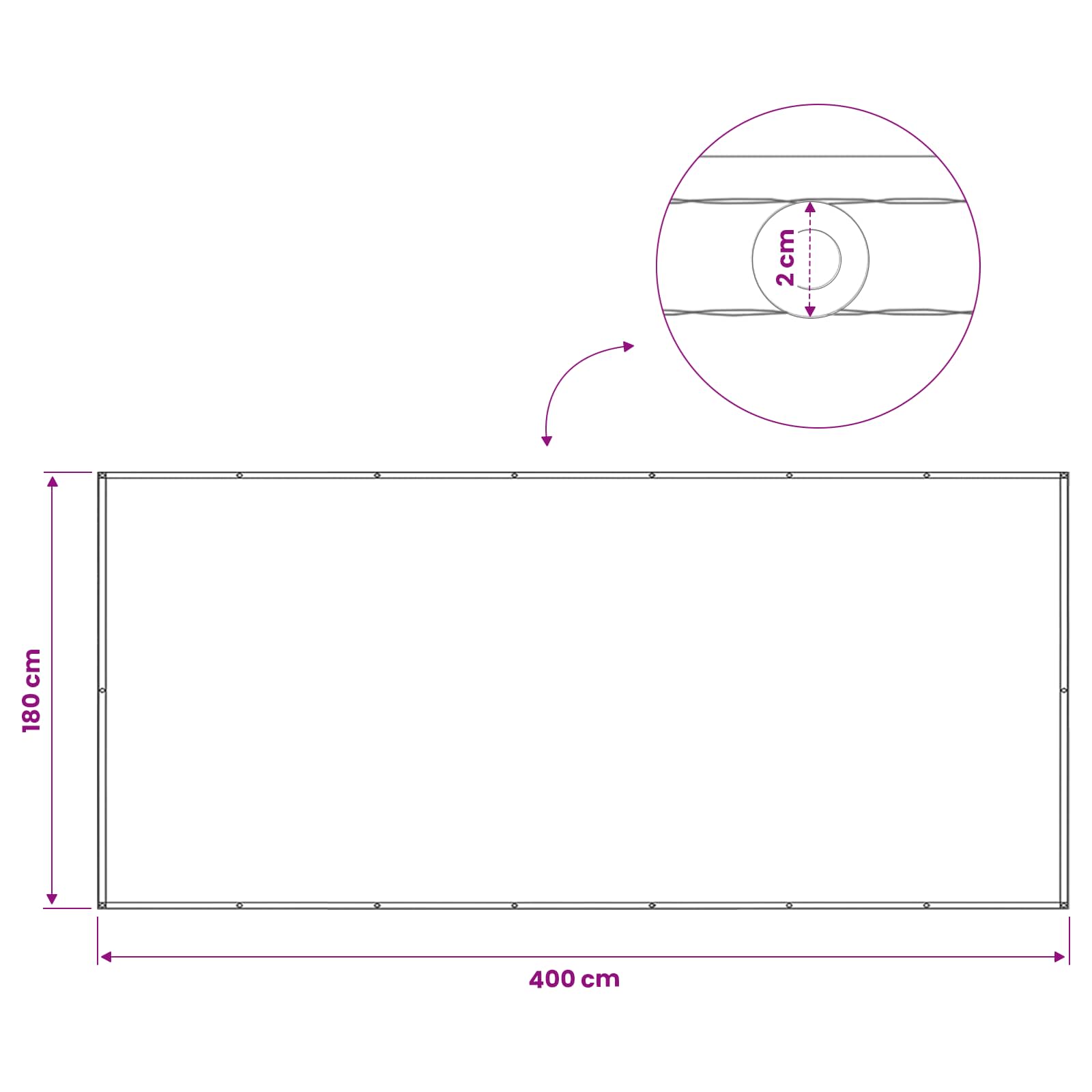 Schermo di Privacy per Balcone 180 x 400 cm