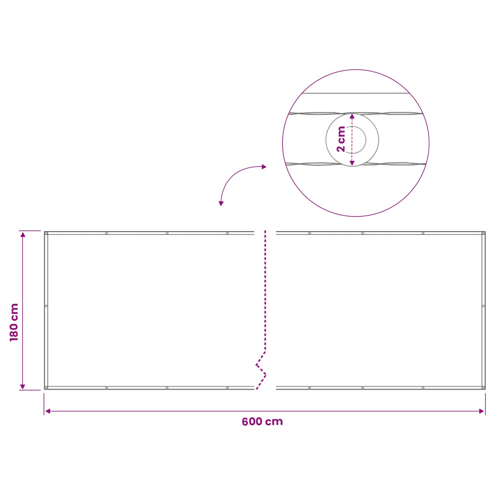 Schermo di Privacy per Balcone 180 x 600 cm