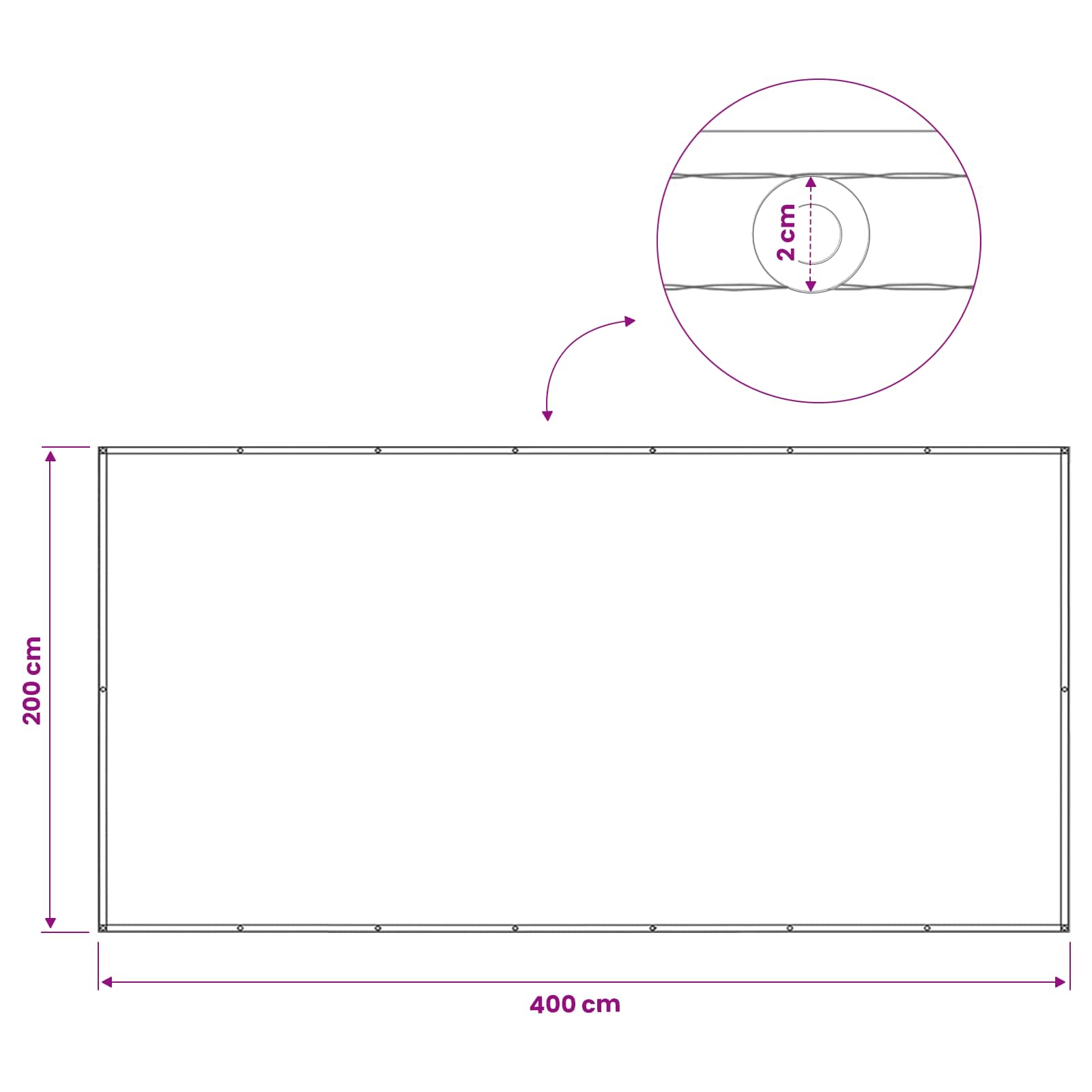 Schermo di Privacy per Balcone 200 x 400 cm