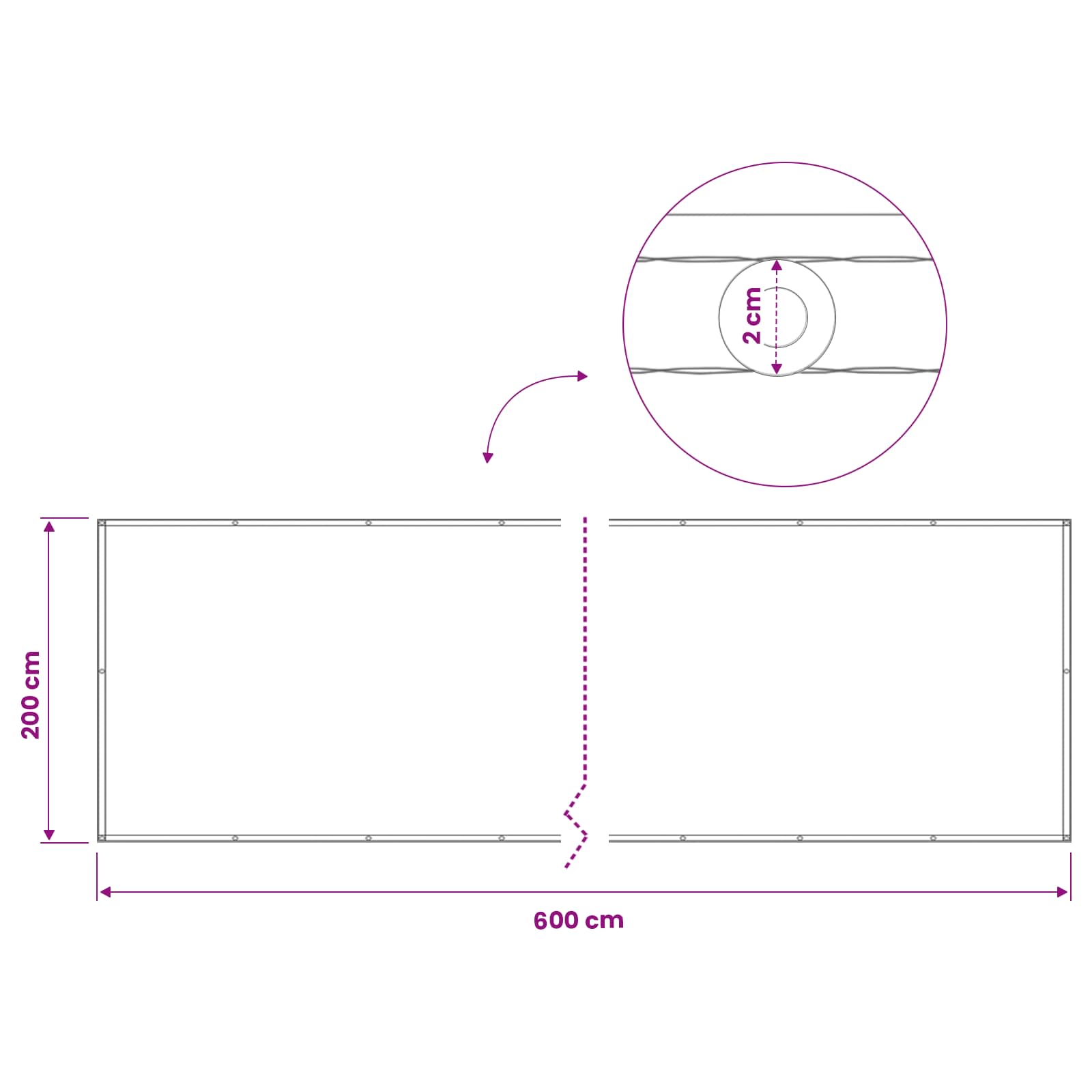 Schermo di Privacy per Balcone 200 x 600 cm