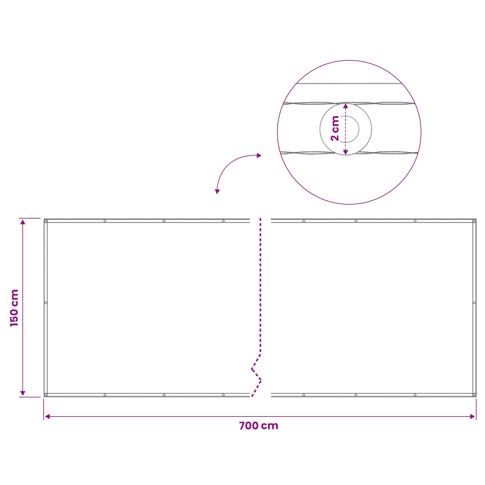 Schermo di Privacy per Balcone 150 x 700 cm