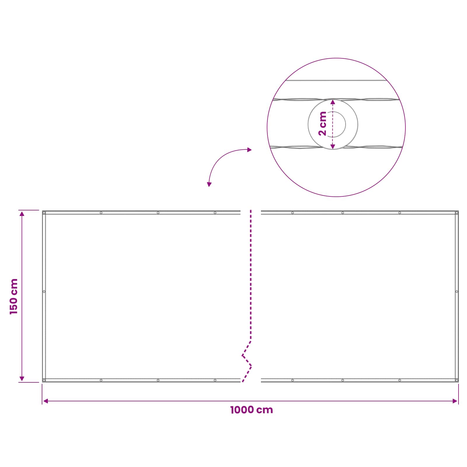 Schermo di Privacy per Balcone 150 x 1000 cm