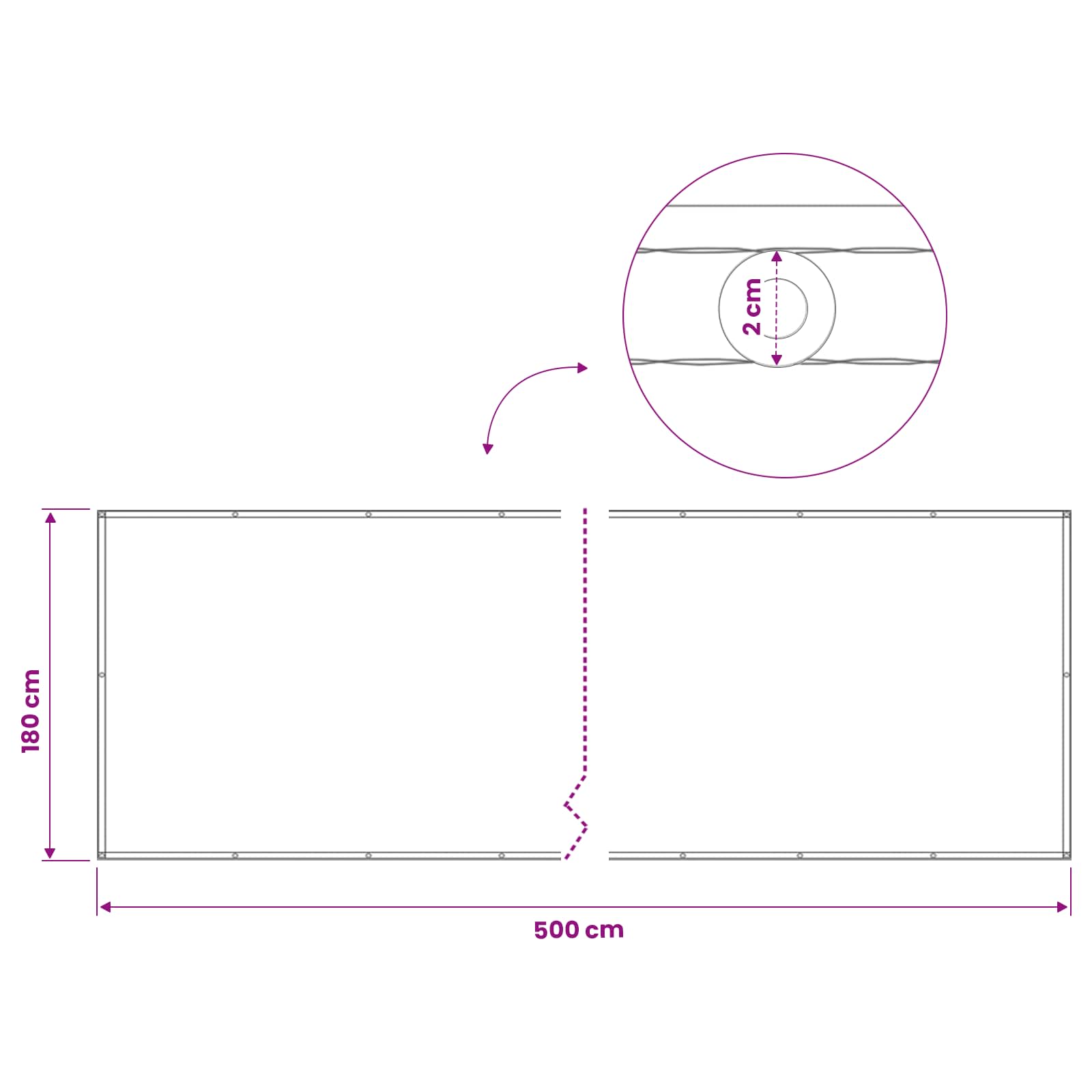 Schermo di Privacy per Balcone 180 x 500 cm