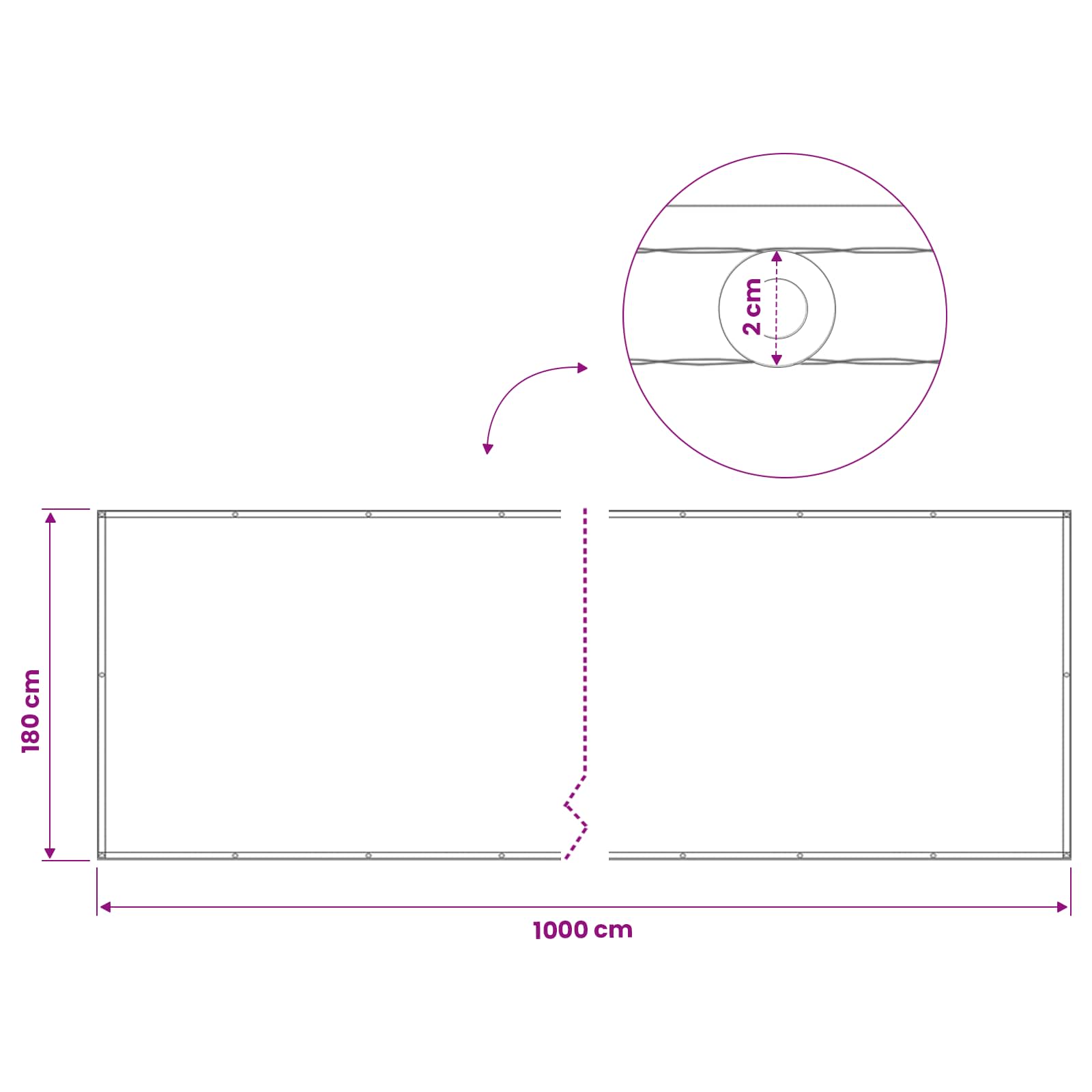 Schermo di Privacy per Balcone 180 x 1000 cm