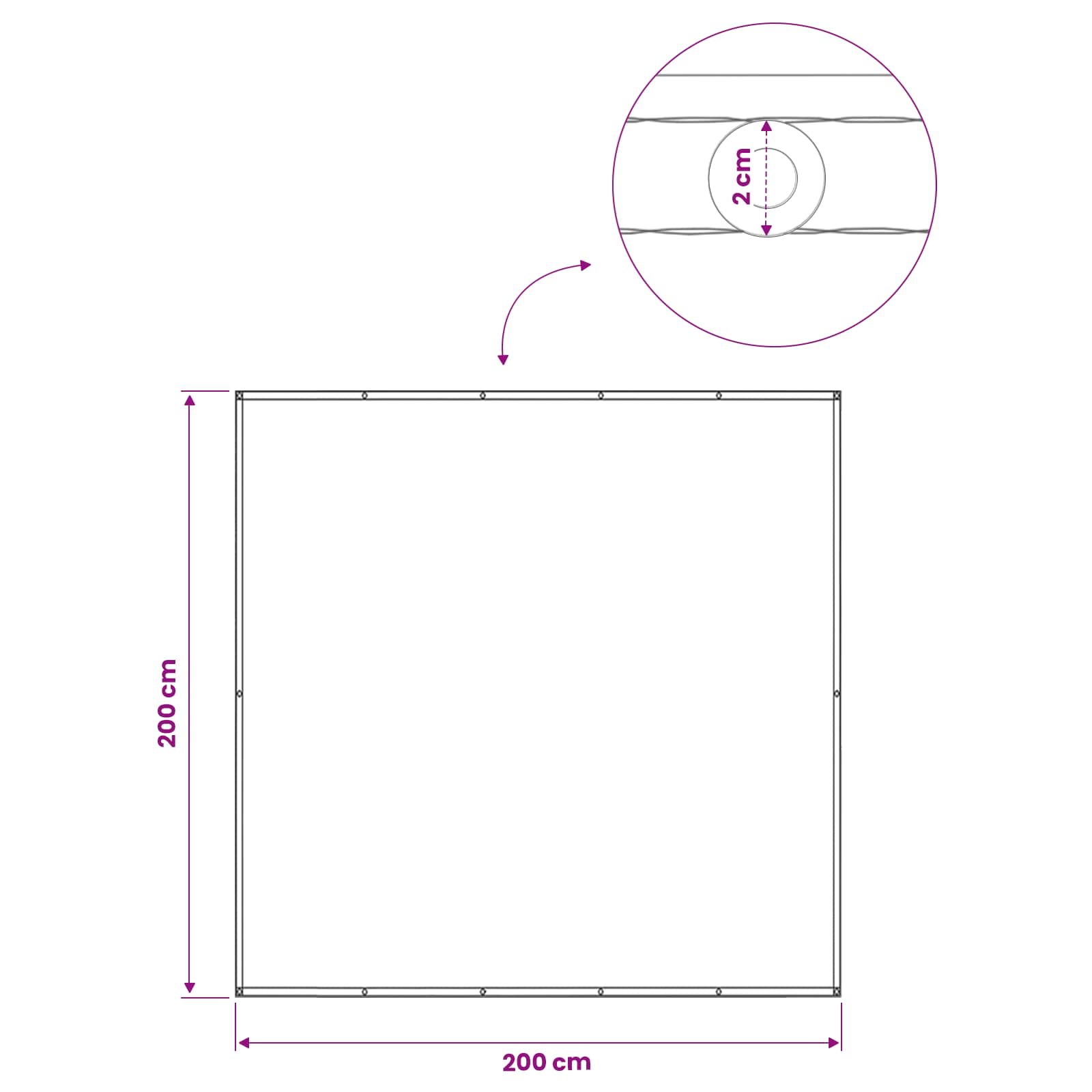 Schermo di Privacy per Balcone 200 x 200 cm