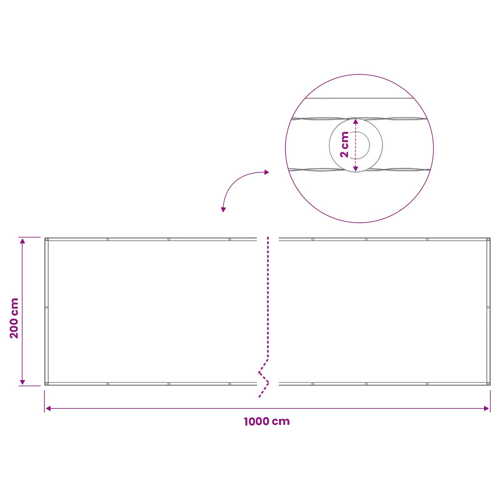 Schermo di Privacy per Balcone 200 x 1000 cm