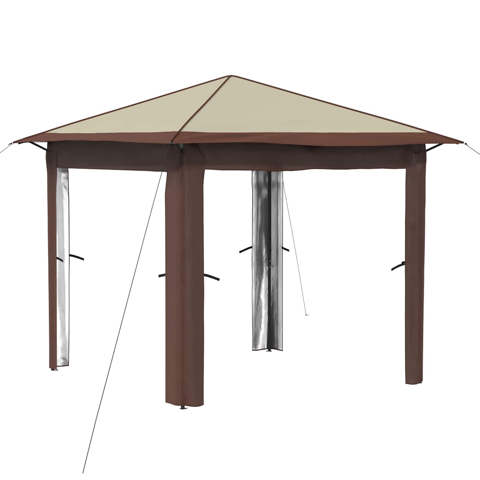 Gazebo senza Parete 2,6 x 2,6 m Crema e Marrone