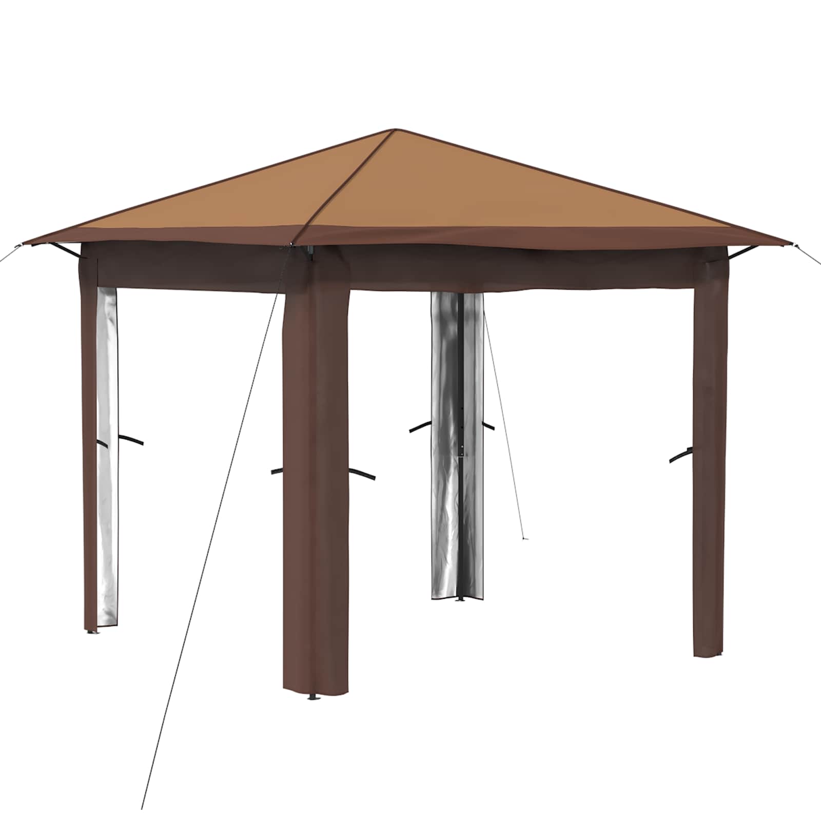 Gazebo senza Parete 2,6 x 2,6 m Beige e Marrone