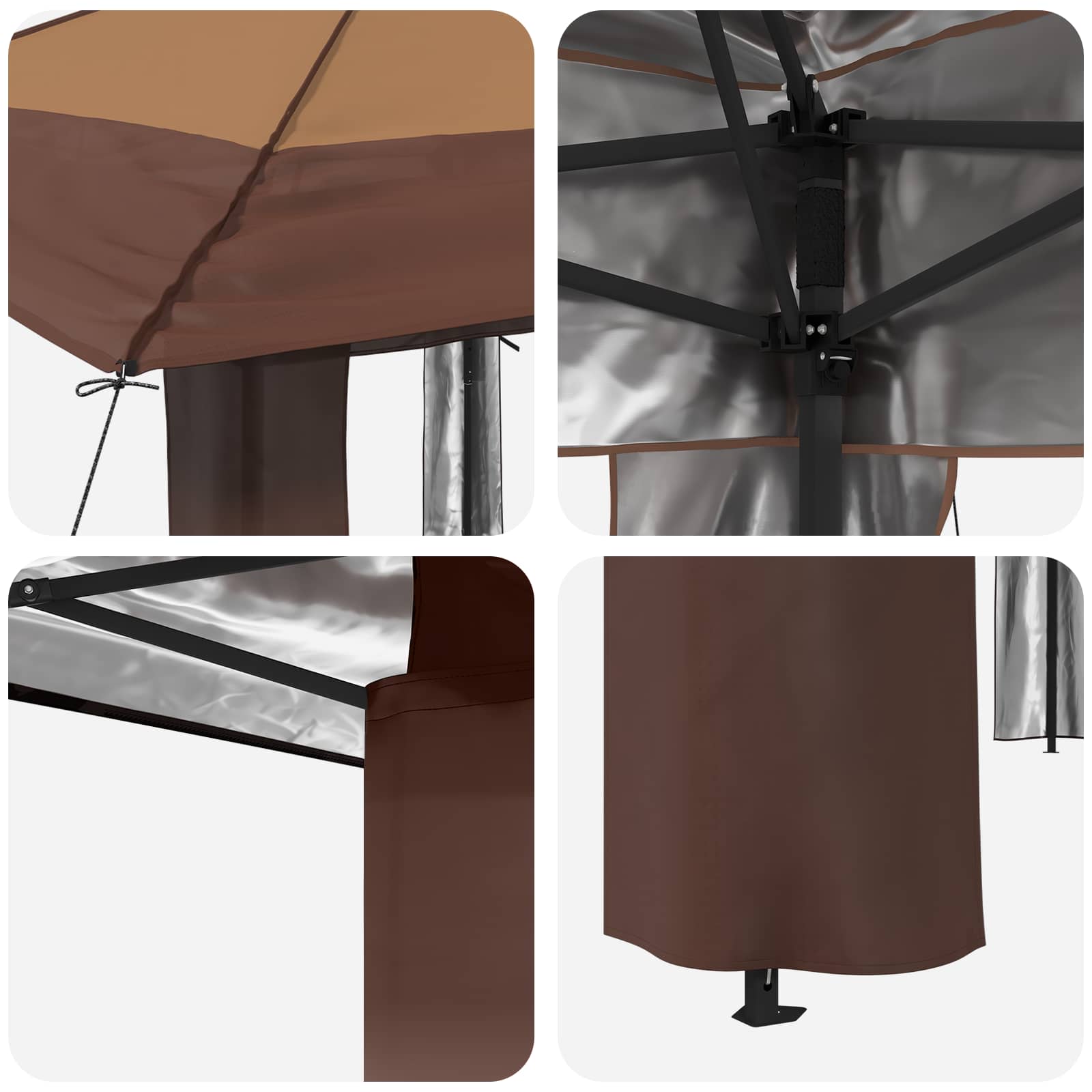 Gazebo senza Parete 2,6 x 2,6 m Beige e Marrone