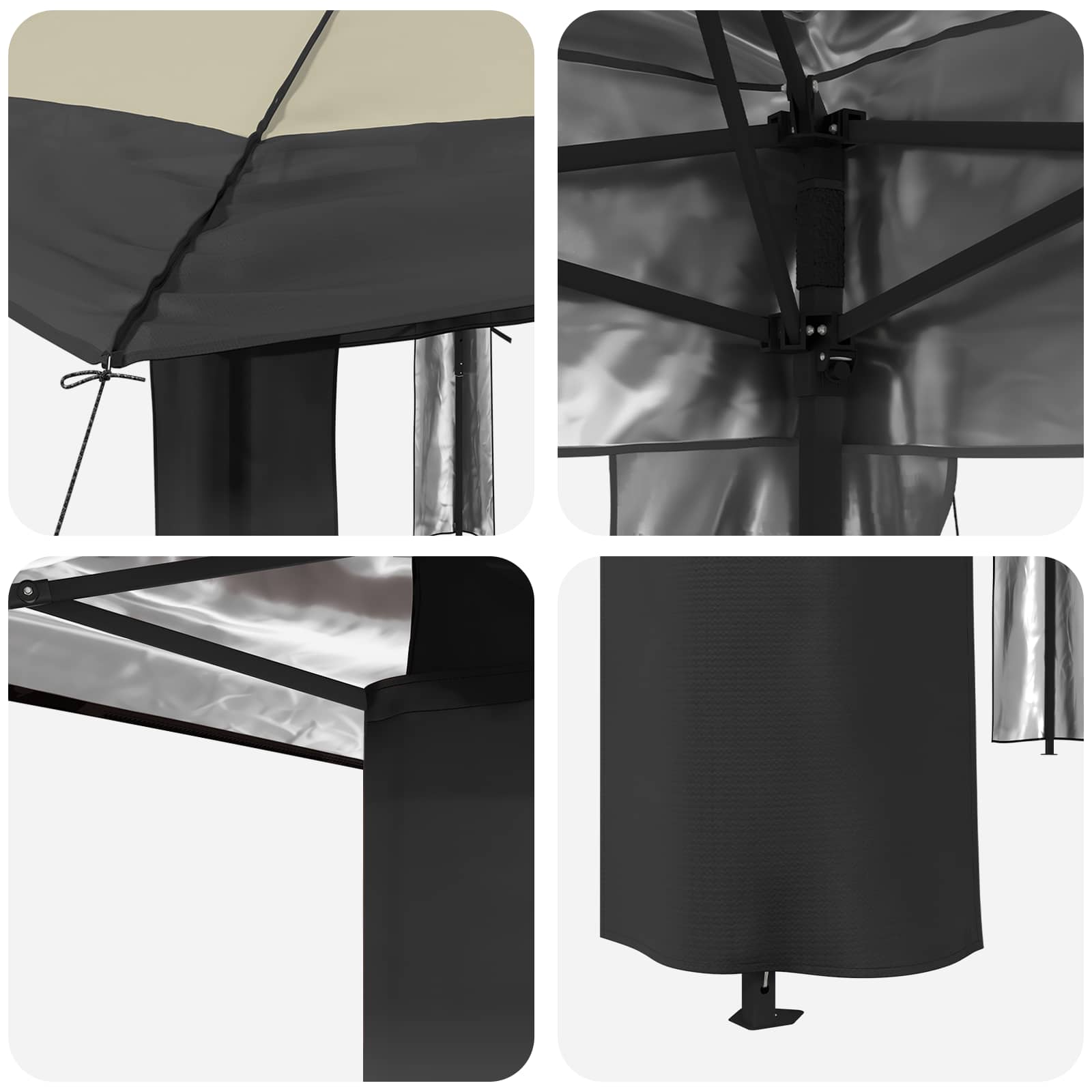 Gazebo senza Parete 2,6 x 2,6 m Crema e Antracite