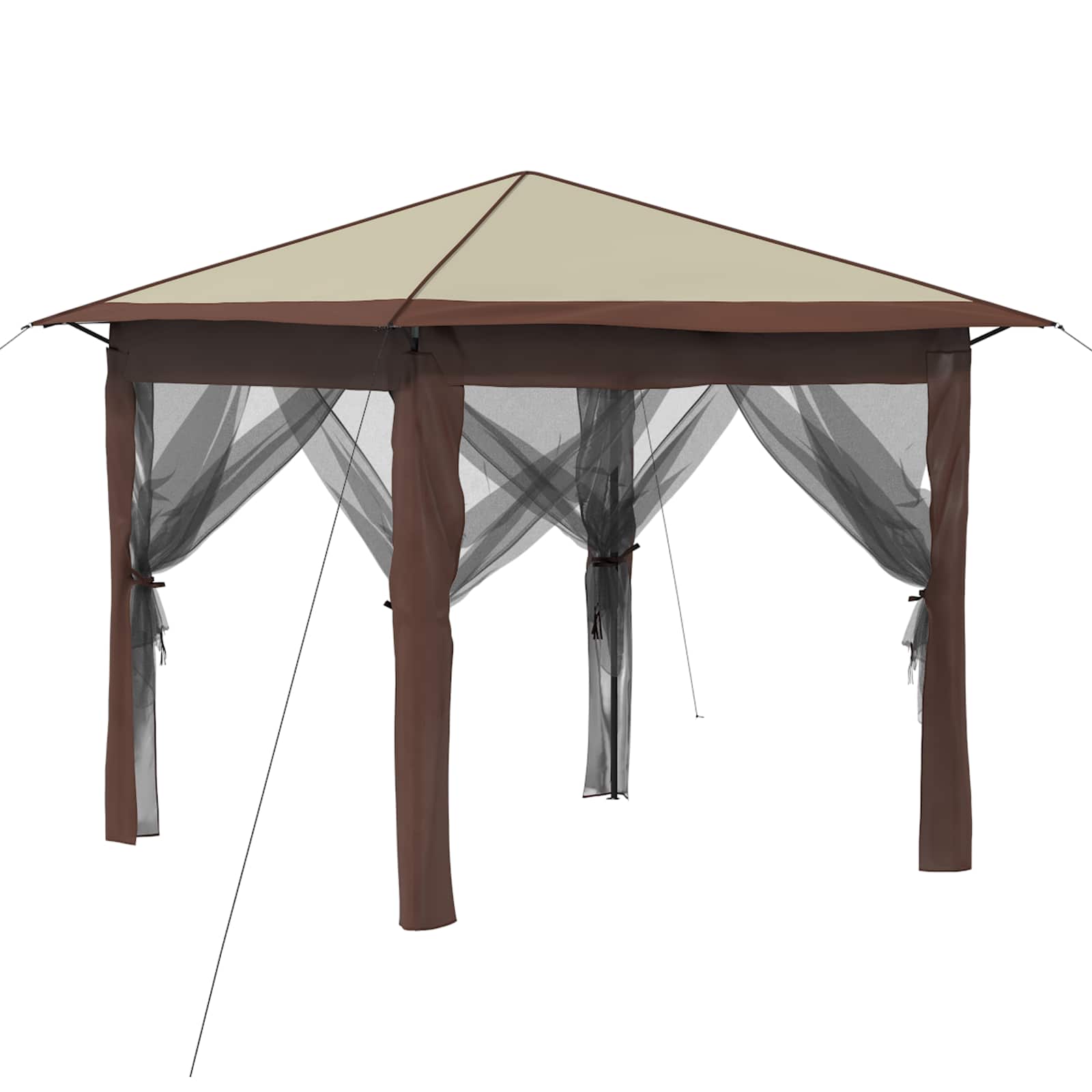 Gazebo con 4 Pareti 2,6 x 2,6 m Crema e Marrone