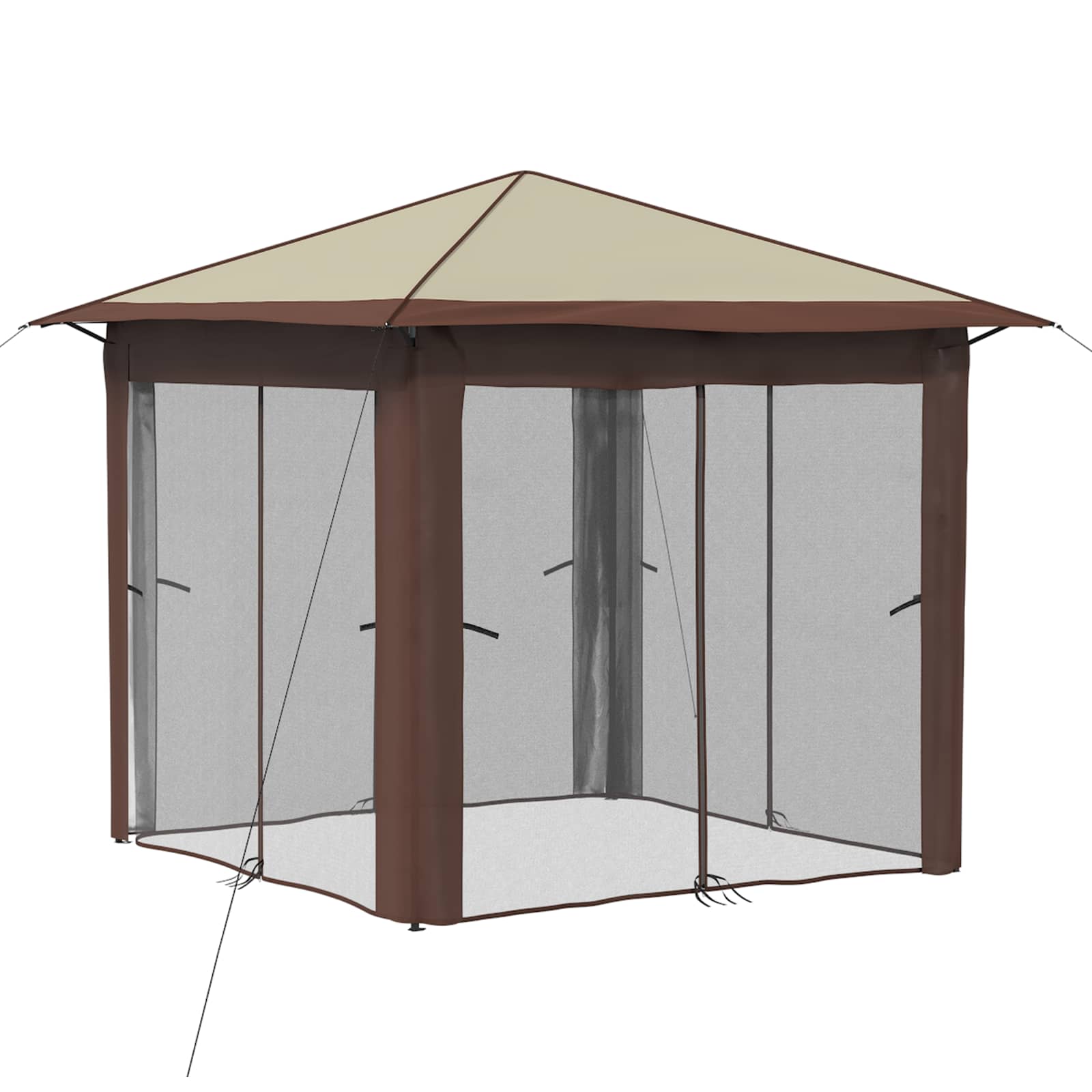 Gazebo con 4 Pareti 2,6 x 2,6 m Crema e Marrone