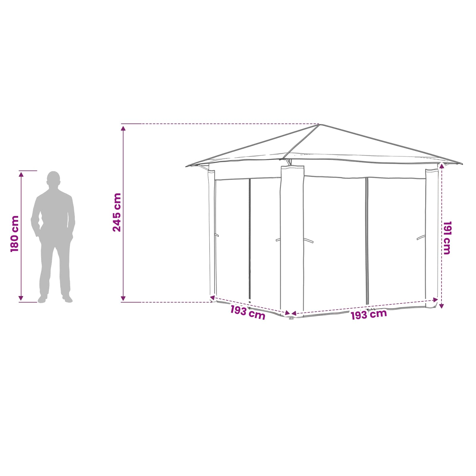 Gazebo con 4 Pareti 2,6 x 2,6 m Beige e Marrone