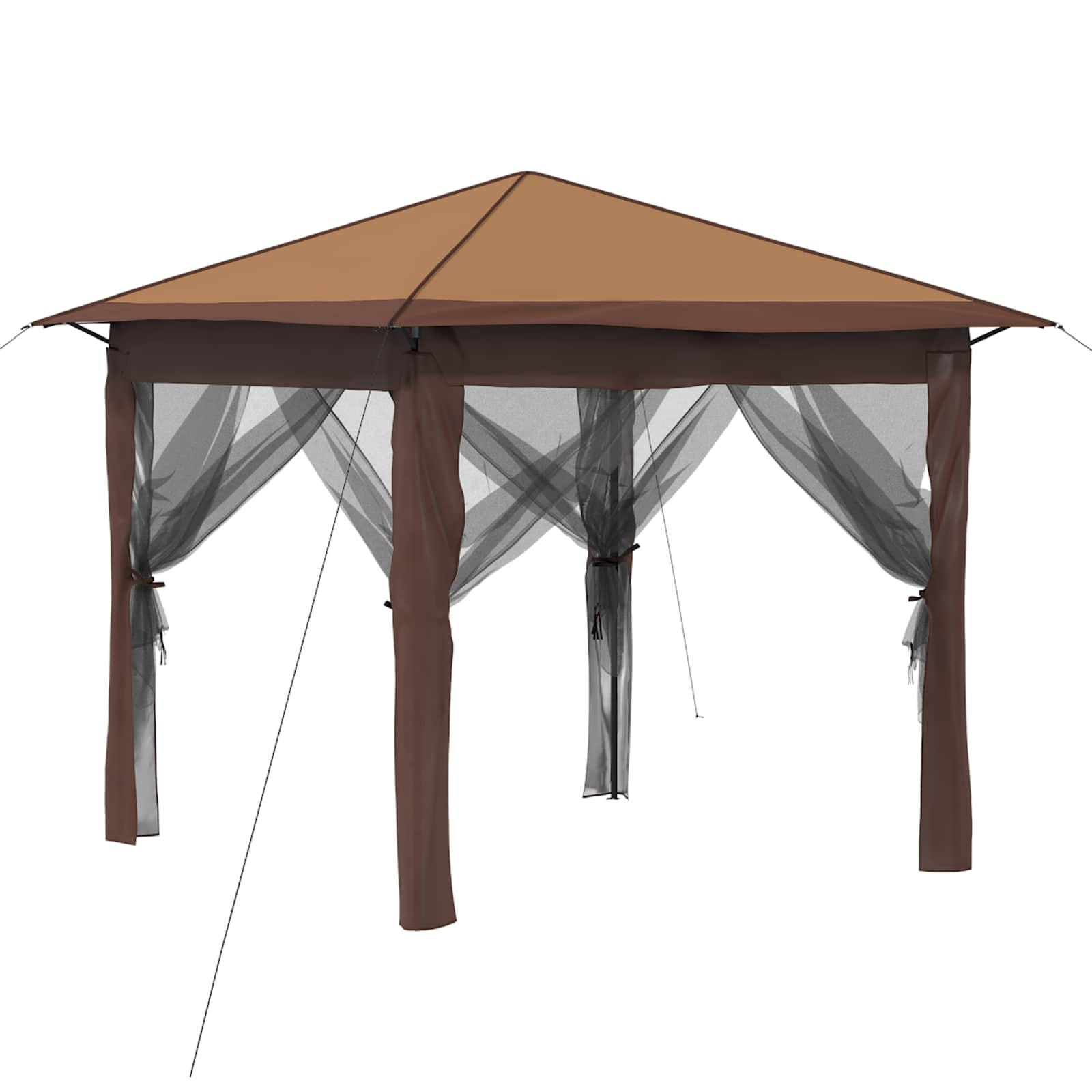 Gazebo con 4 Pareti 2,6 x 2,6 m Beige e Marrone