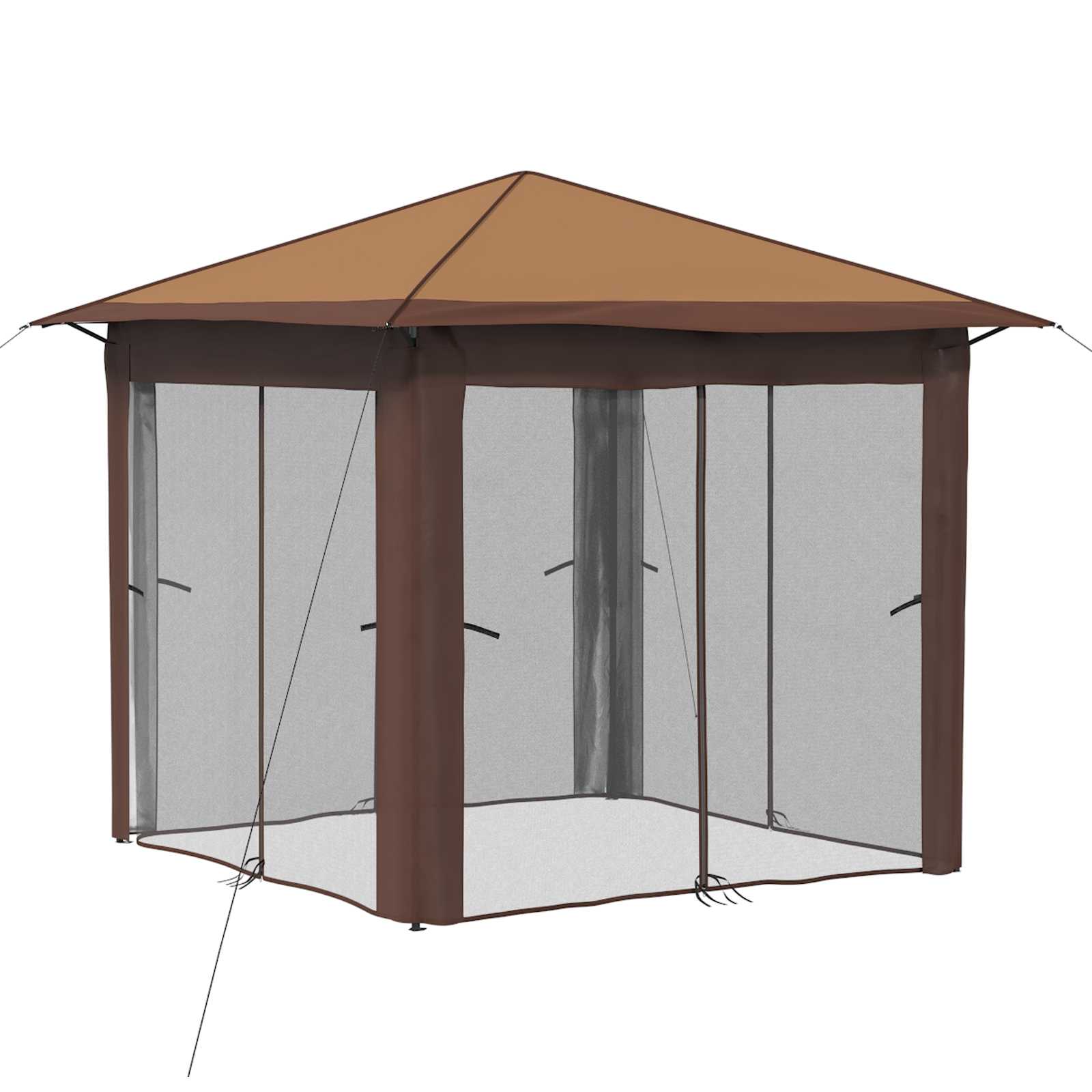 Gazebo con 4 Pareti 2,6 x 2,6 m Beige e Marrone