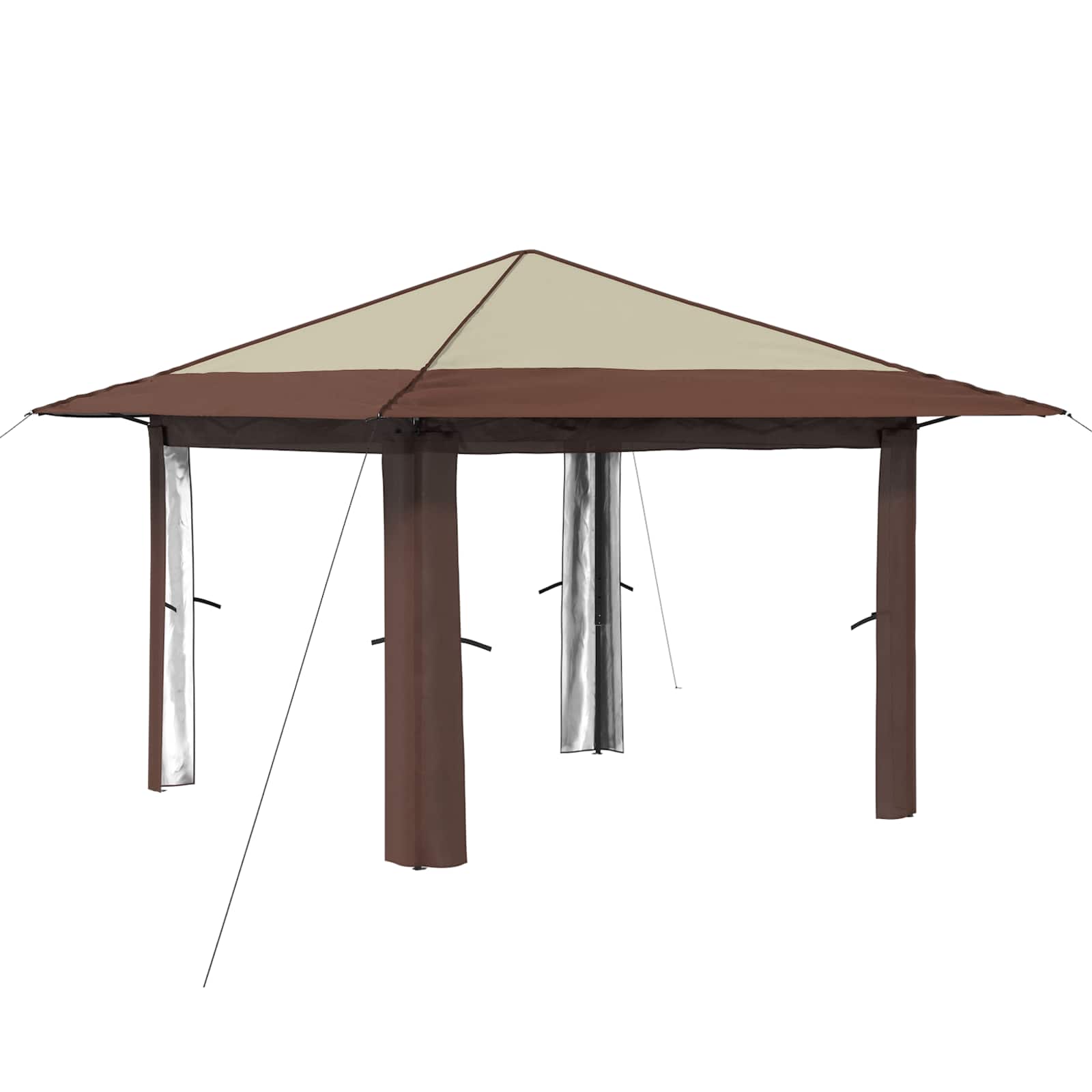 Gazebo senza Parete Crema e Marrone