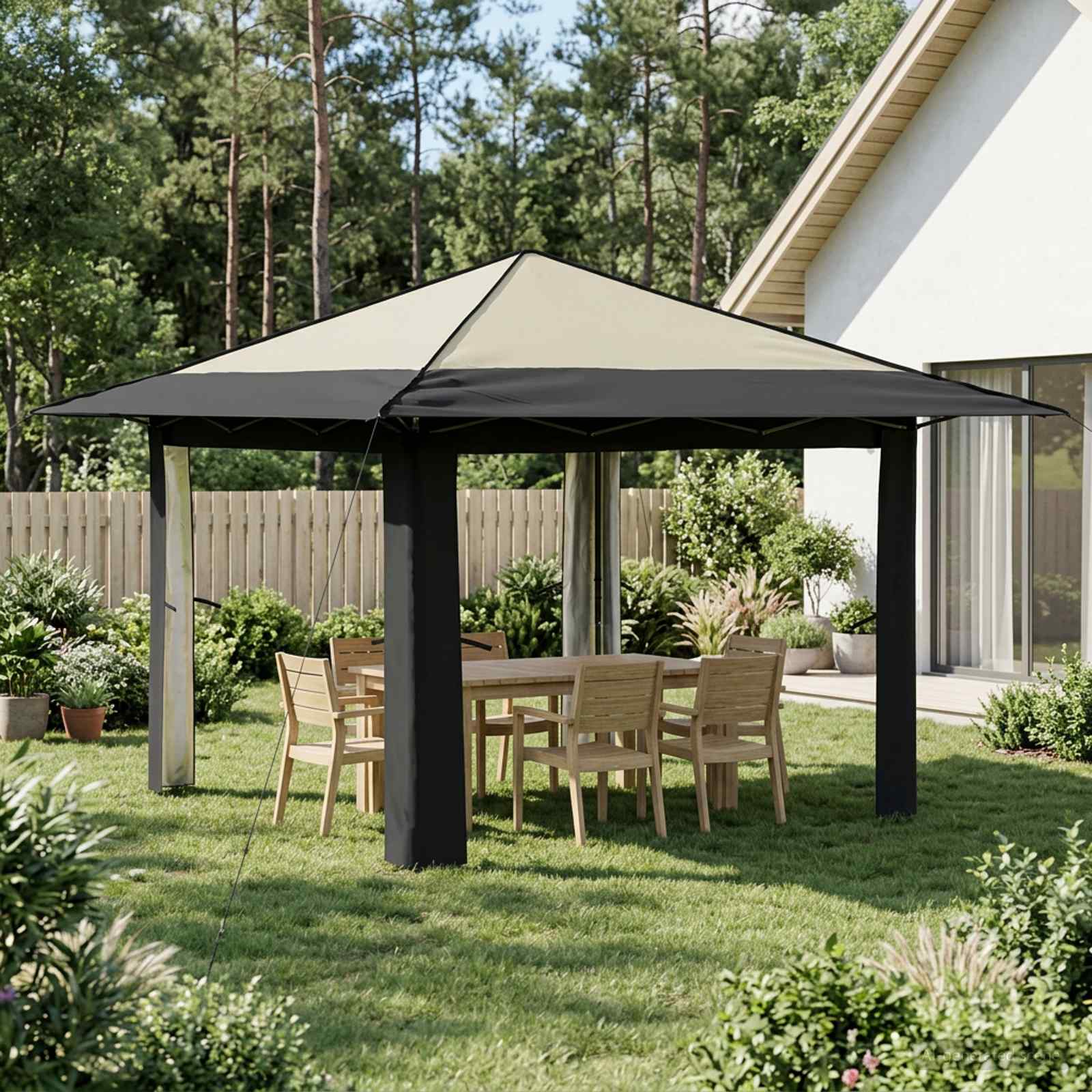 Gazebo senza Parete Crema e Antracite