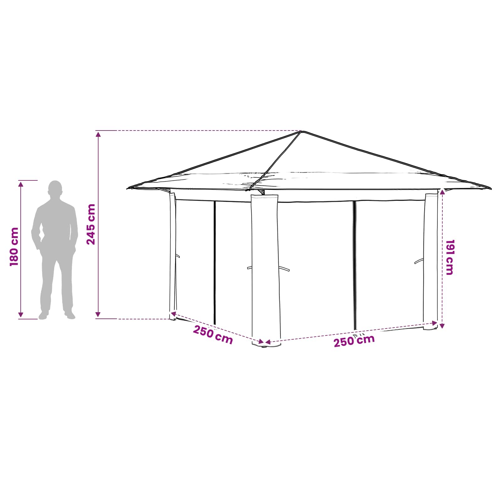 Gazebo con 4 Pareti Crema e Marrone