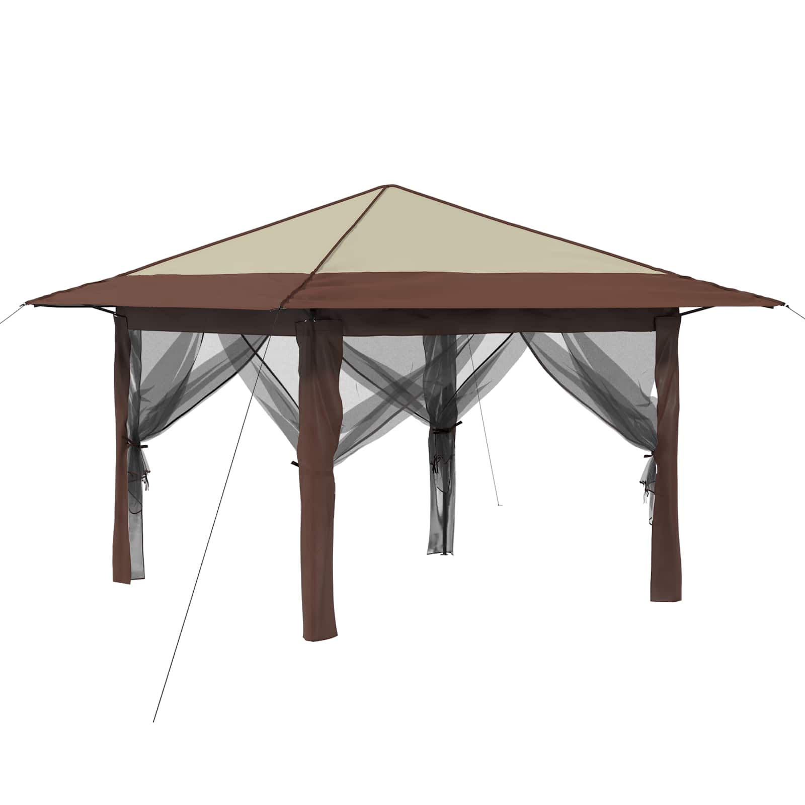 Gazebo con 4 Pareti Crema e Marrone