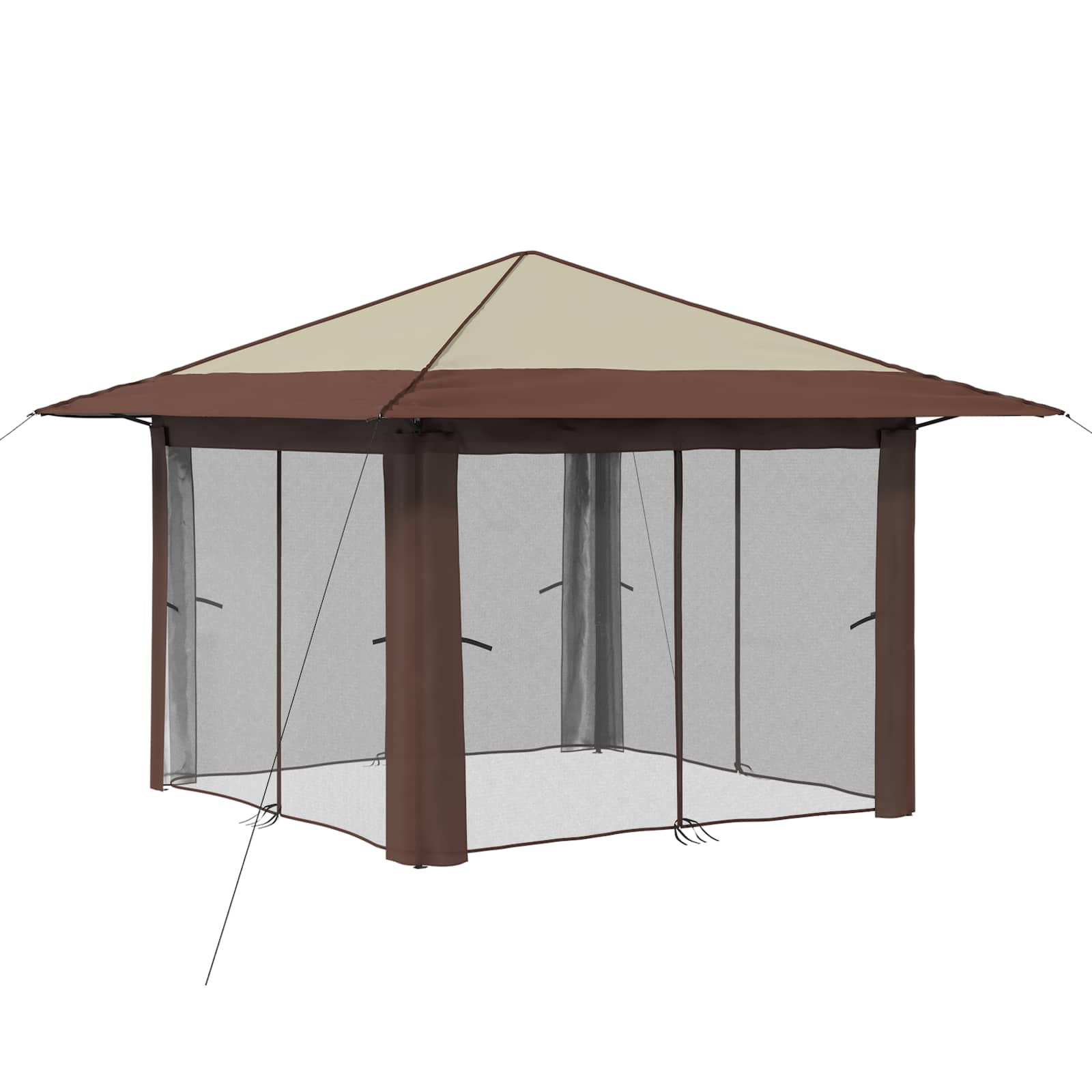 Gazebo con 4 Pareti Crema e Marrone