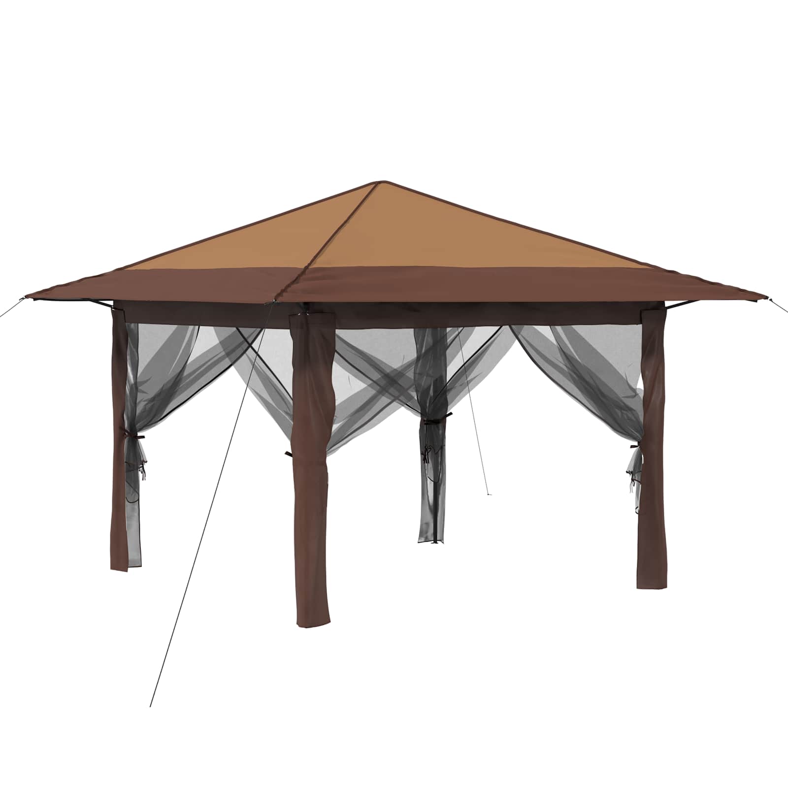Gazebo con 4 Pareti 3,3 x 3,3 m Beige e Marrone