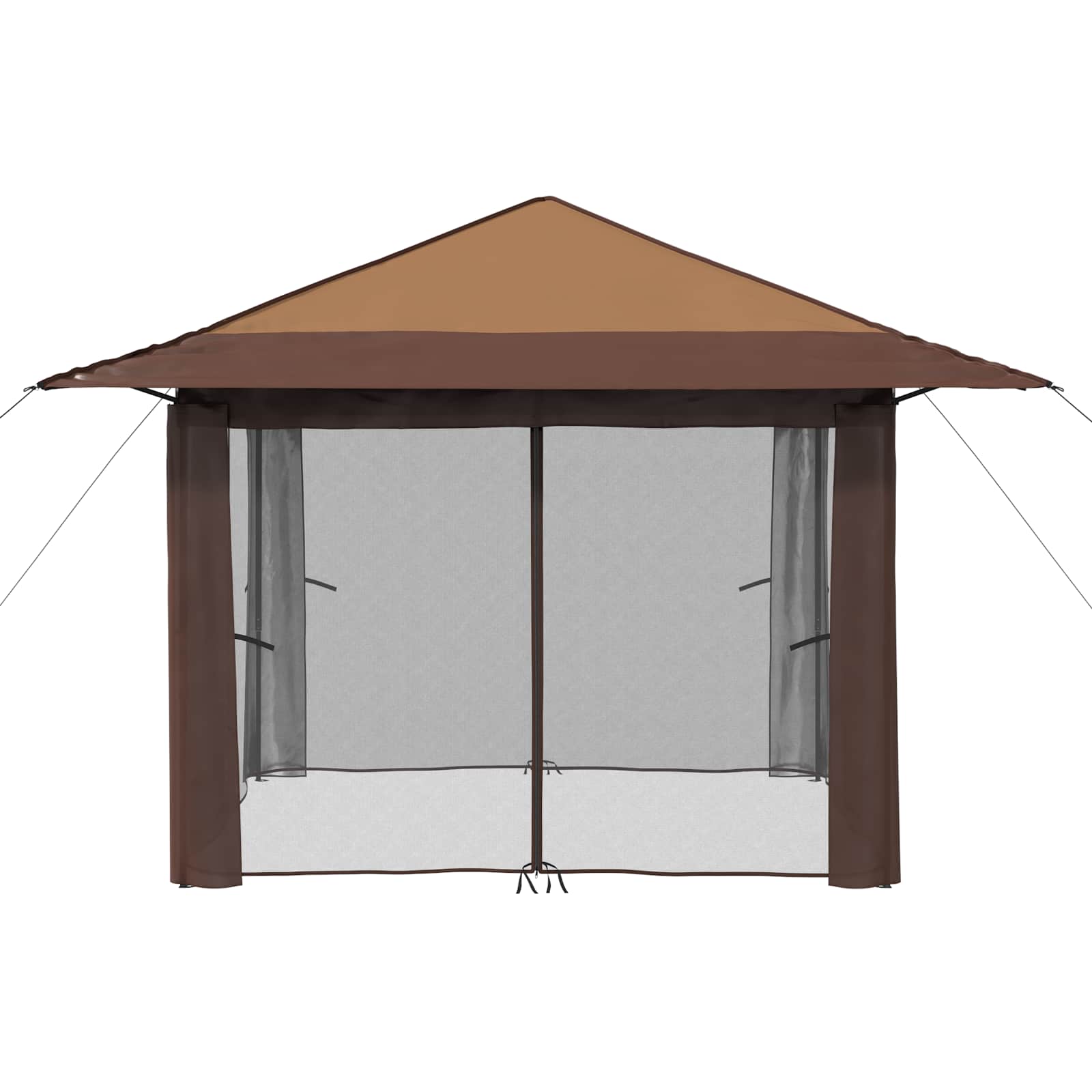 Gazebo con 4 Pareti 3,3 x 3,3 m Beige e Marrone