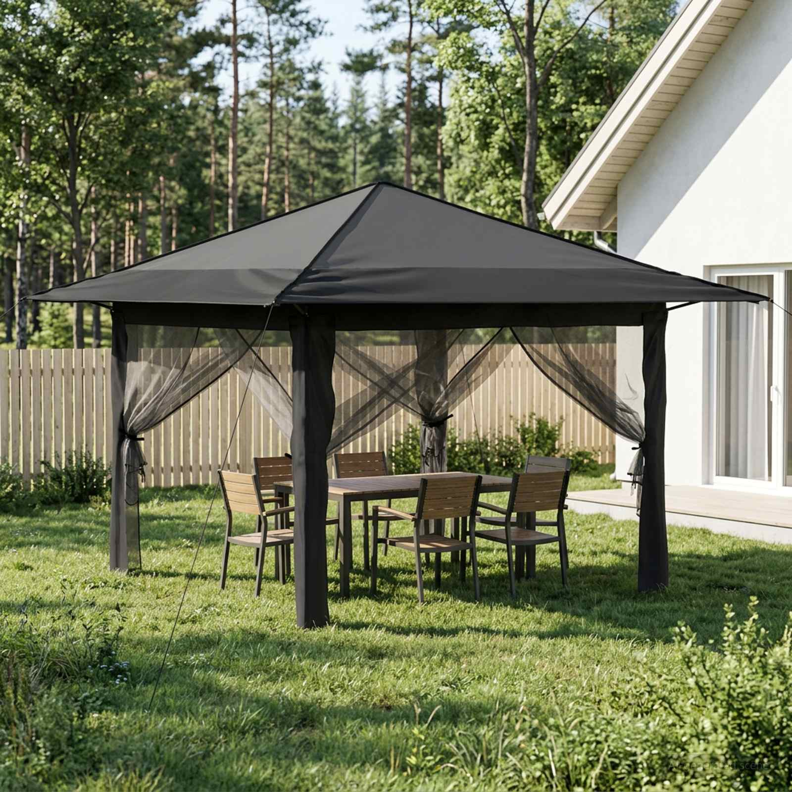 Gazebo con 4 Pareti Grigio chiaro e Antracite