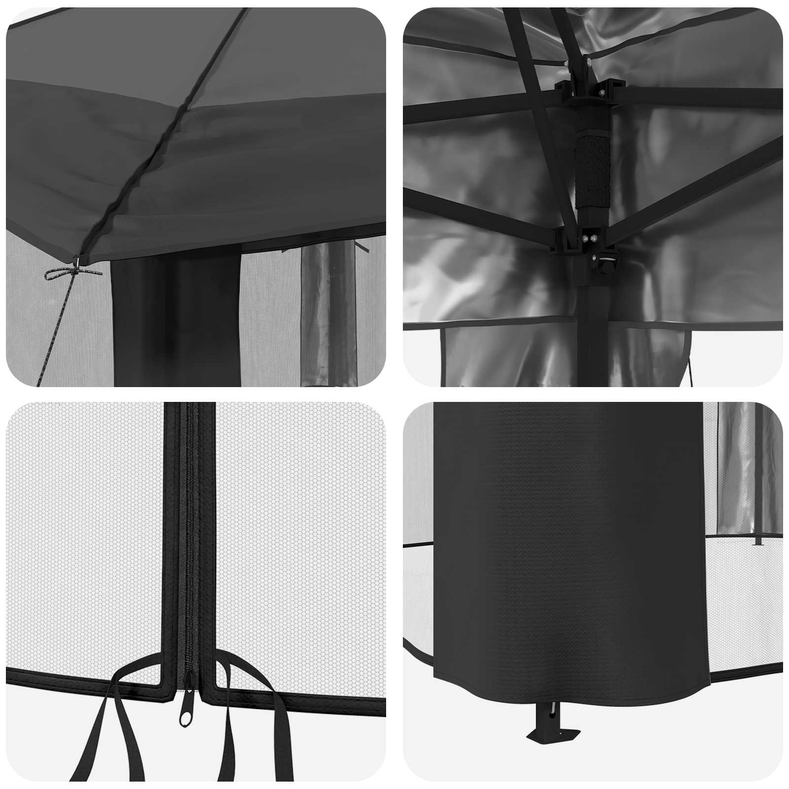 Gazebo con 4 Pareti Grigio chiaro e Antracite