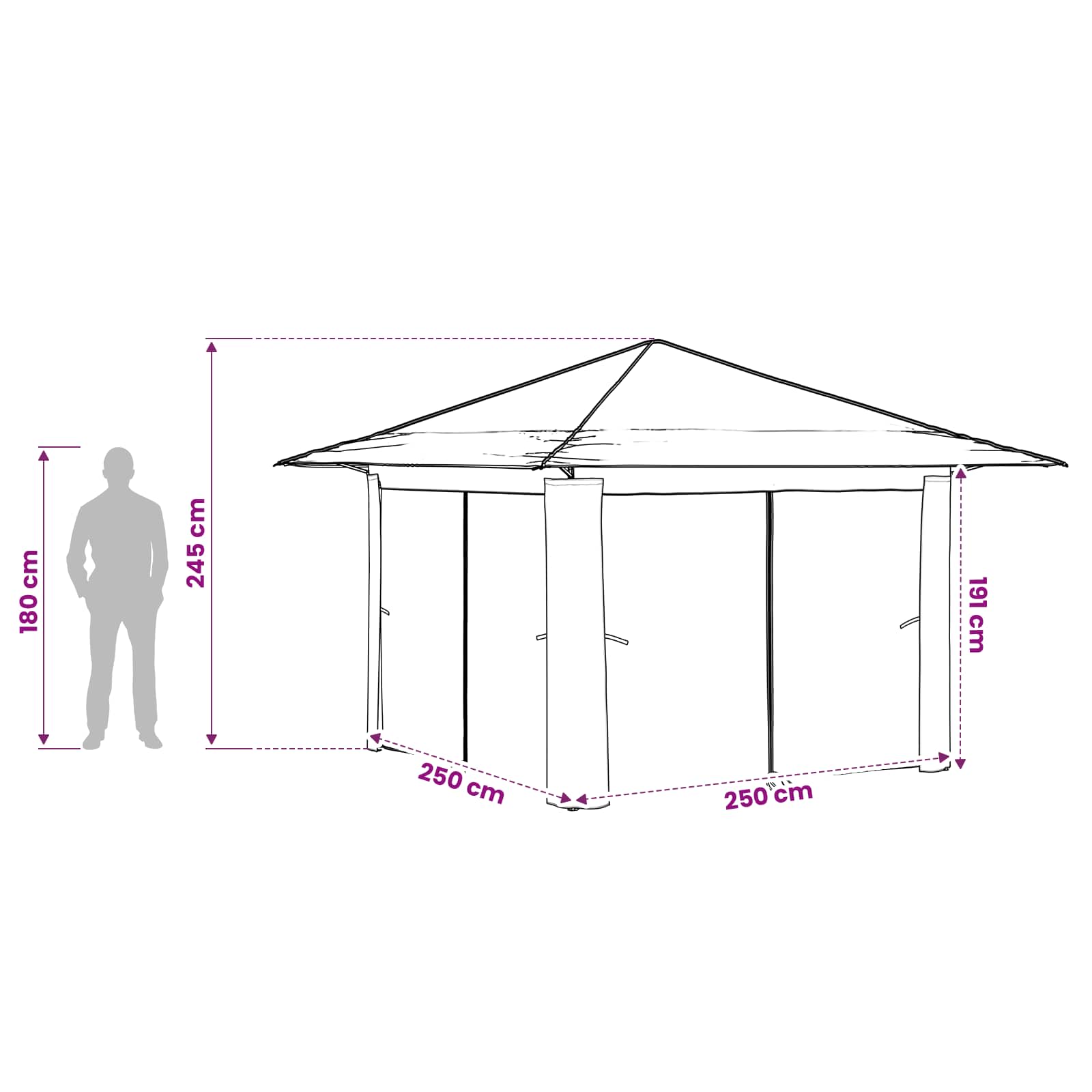 Gazebo con 4 Pareti Crema e Antracite