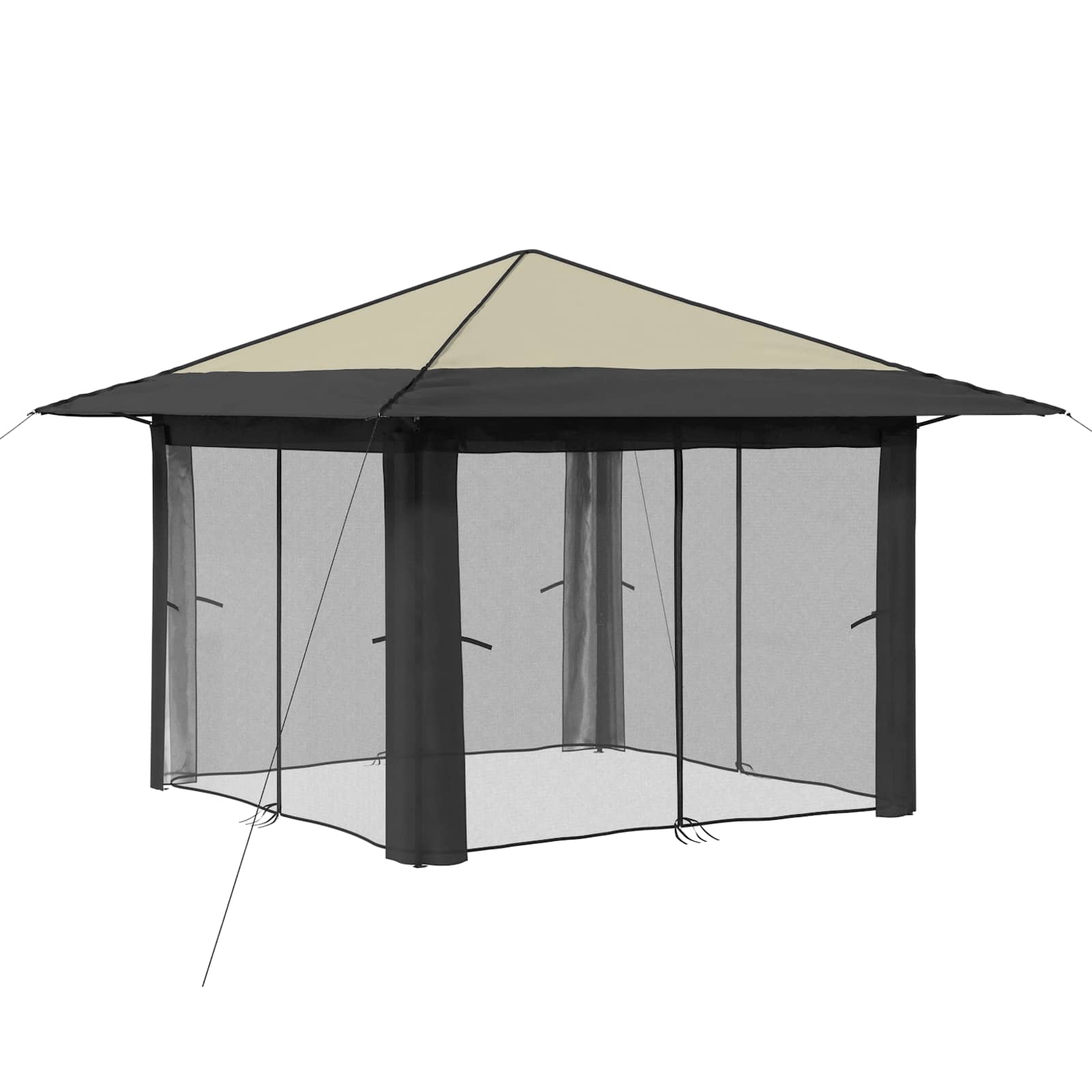 Gazebo con 4 Pareti Crema e Antracite