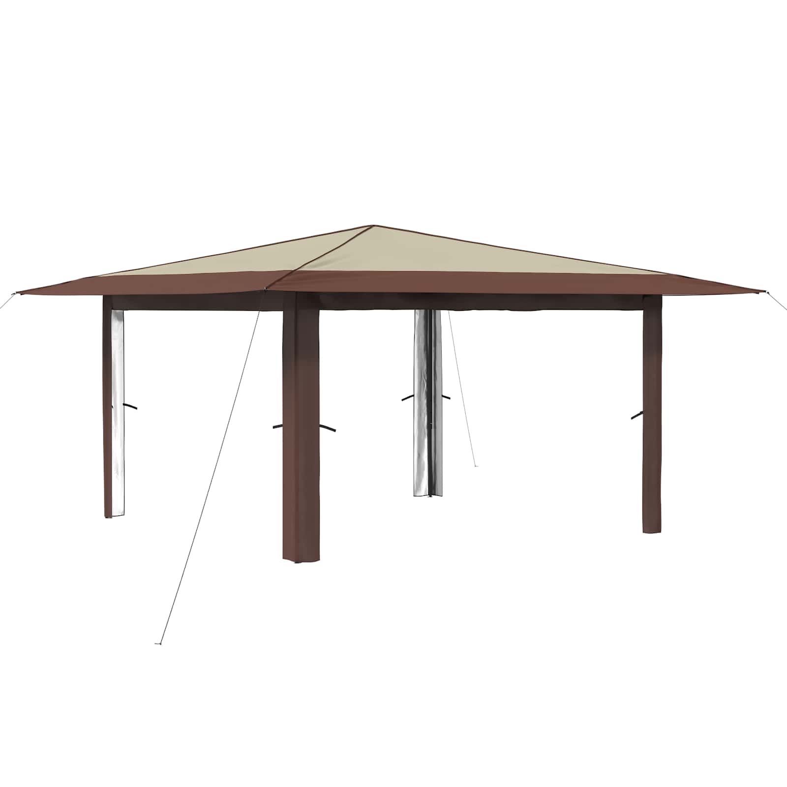 Gazebo senza Parete Laterale 4 x 4 m Crema e Marrone