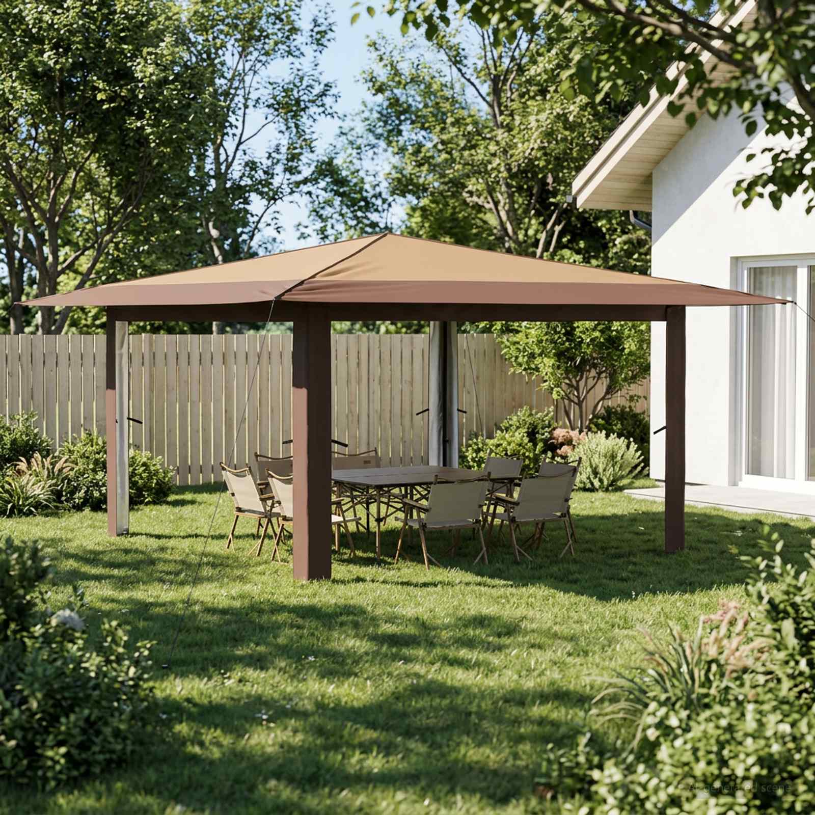 Gazebo senza Parete Laterale 4 x 4 m Beige e Marrone