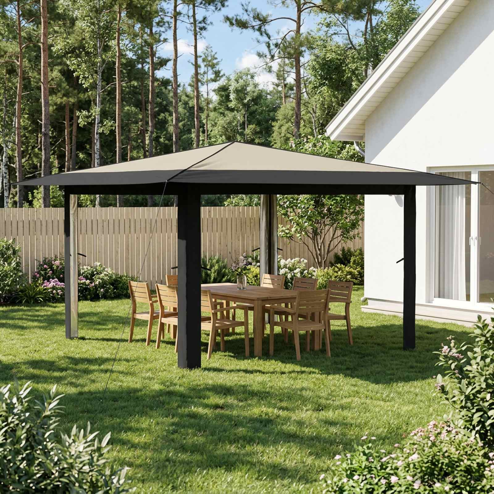 Gazebo senza Parete Laterale 4 x 4 m Crema e Antracite