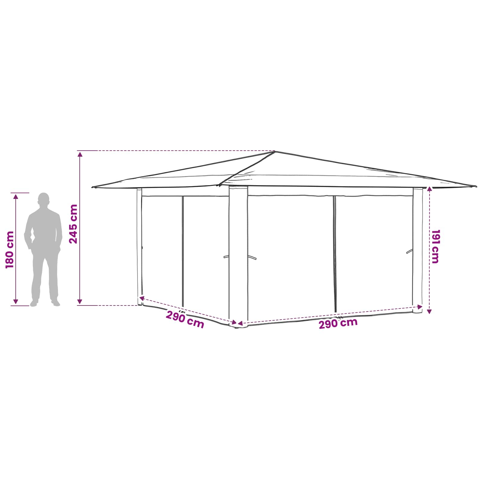 Gazebo con 4 Pareti Laterali 4 x 4 m Crema e Marrone