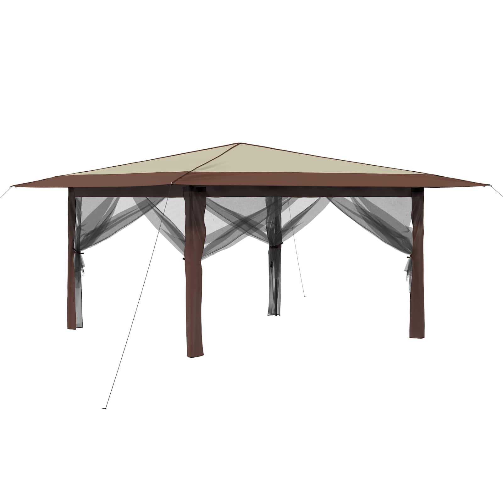 Gazebo con 4 Pareti Laterali 4 x 4 m Crema e Marrone