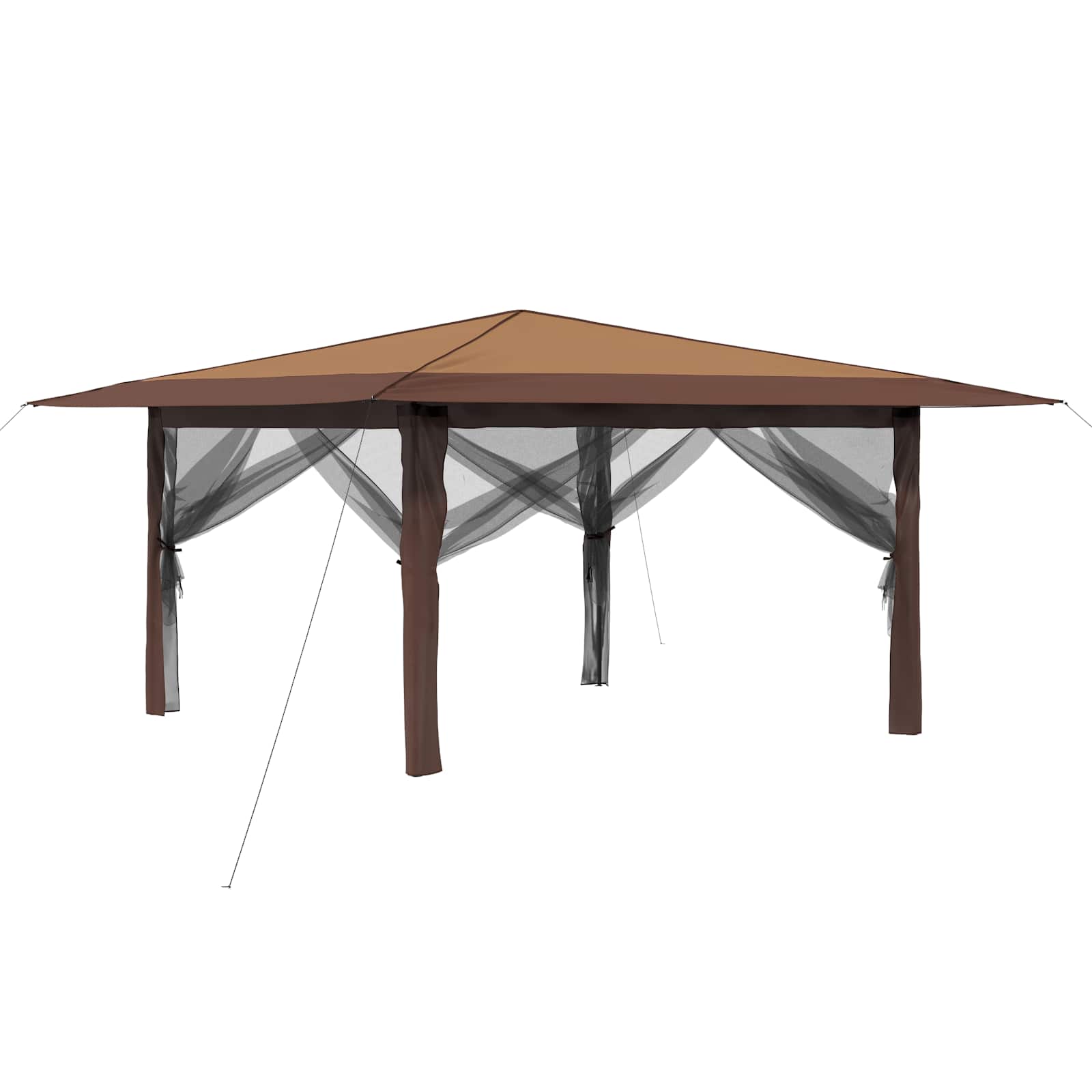 Gazebo con 4 Pareti Laterali 4 x 4 m Beige e Marrone