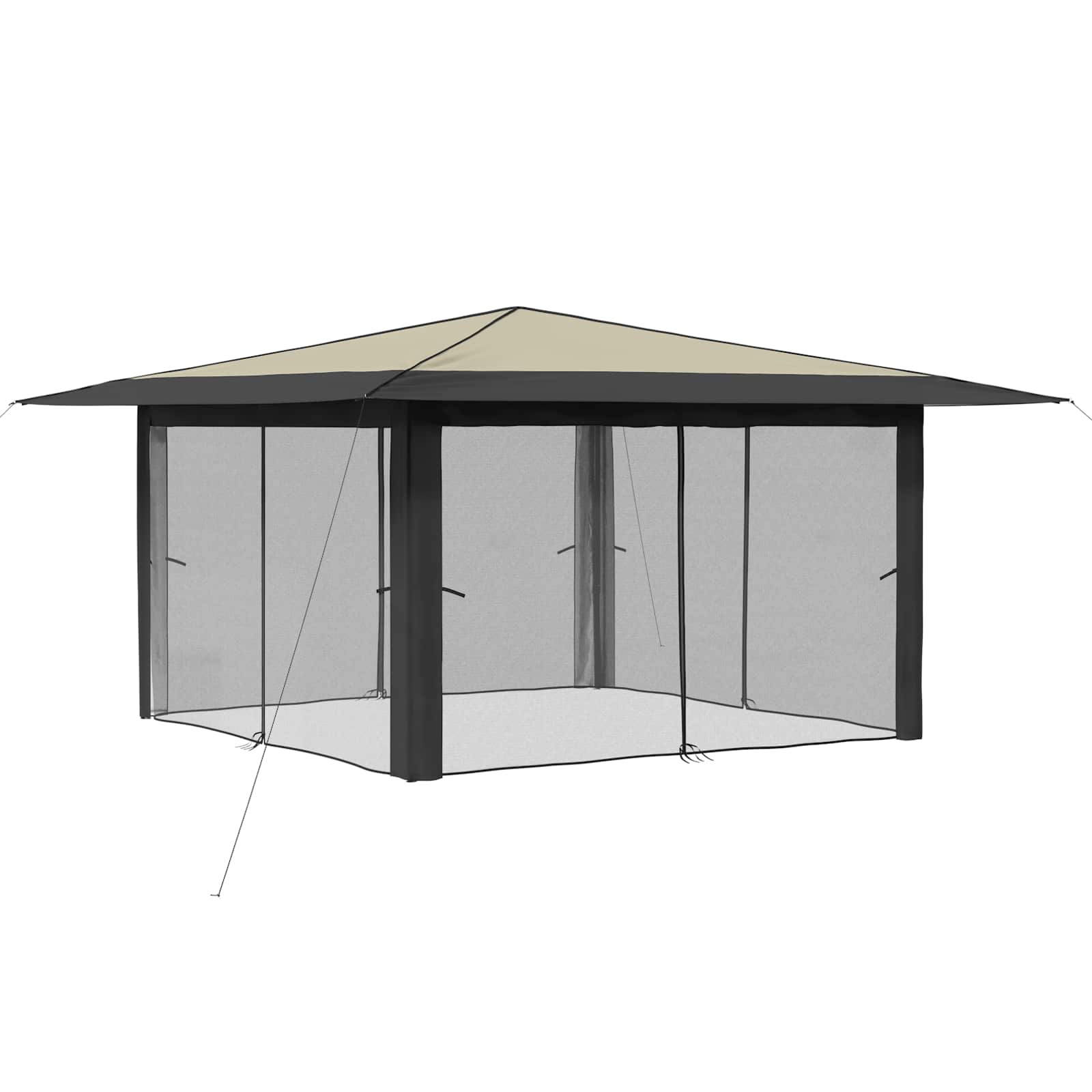 Gazebo con 4 Pareti Laterali 4 x 4 m Crema e Antracite