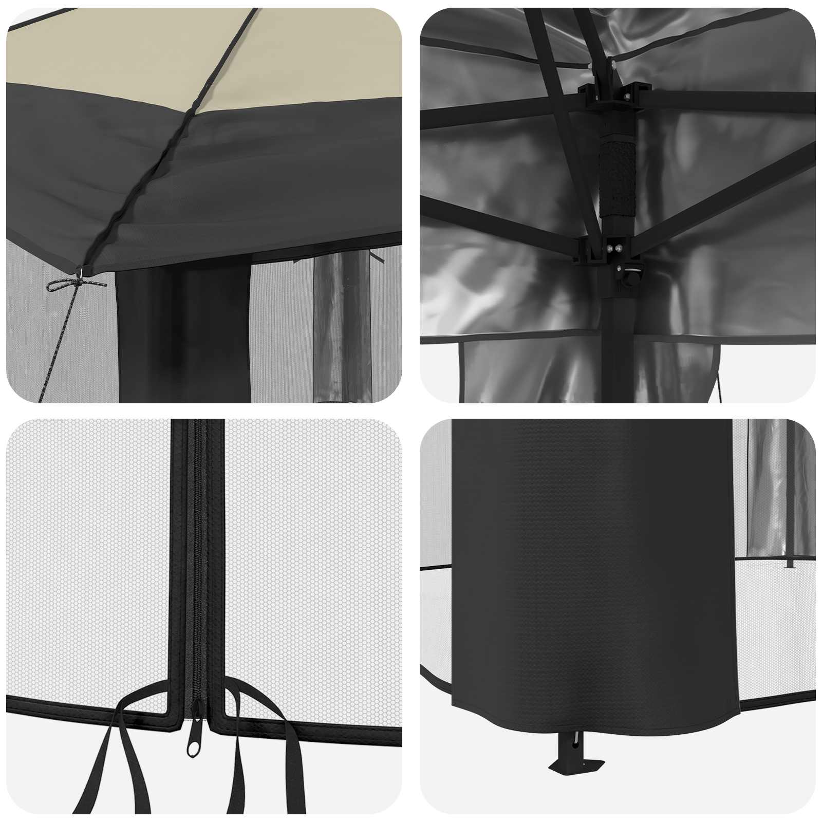 Gazebo con 4 Pareti Laterali 4 x 4 m Crema e Antracite