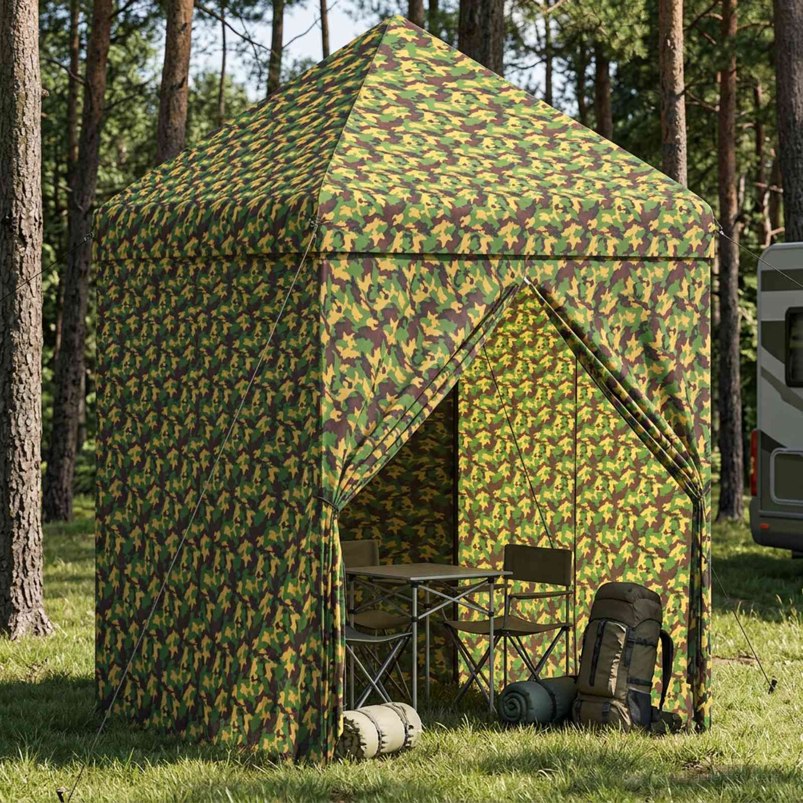 Tendone con 4 Pareti Laterali 2 x 2 m Camouflage Militare