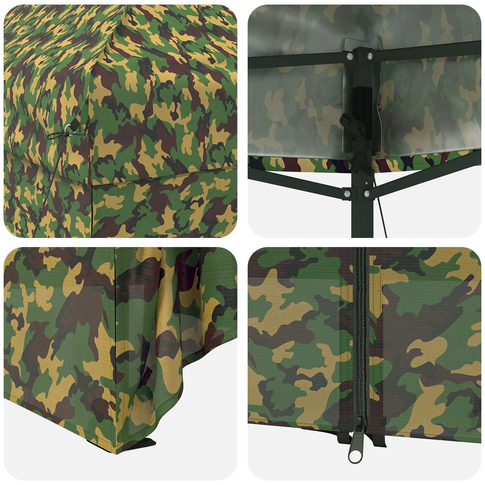 Tendone con 4 Pareti Laterali 2 x 2 m Camouflage Militare