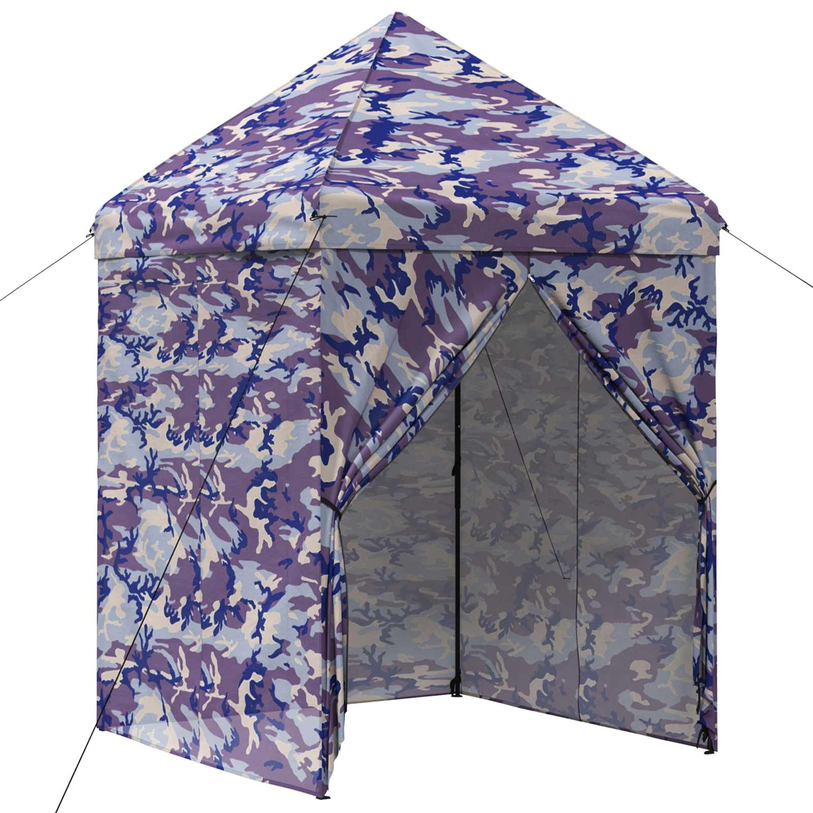 Gazebo Pop-up con 4 Pareti 2 x 2 m Blu Cacciatore