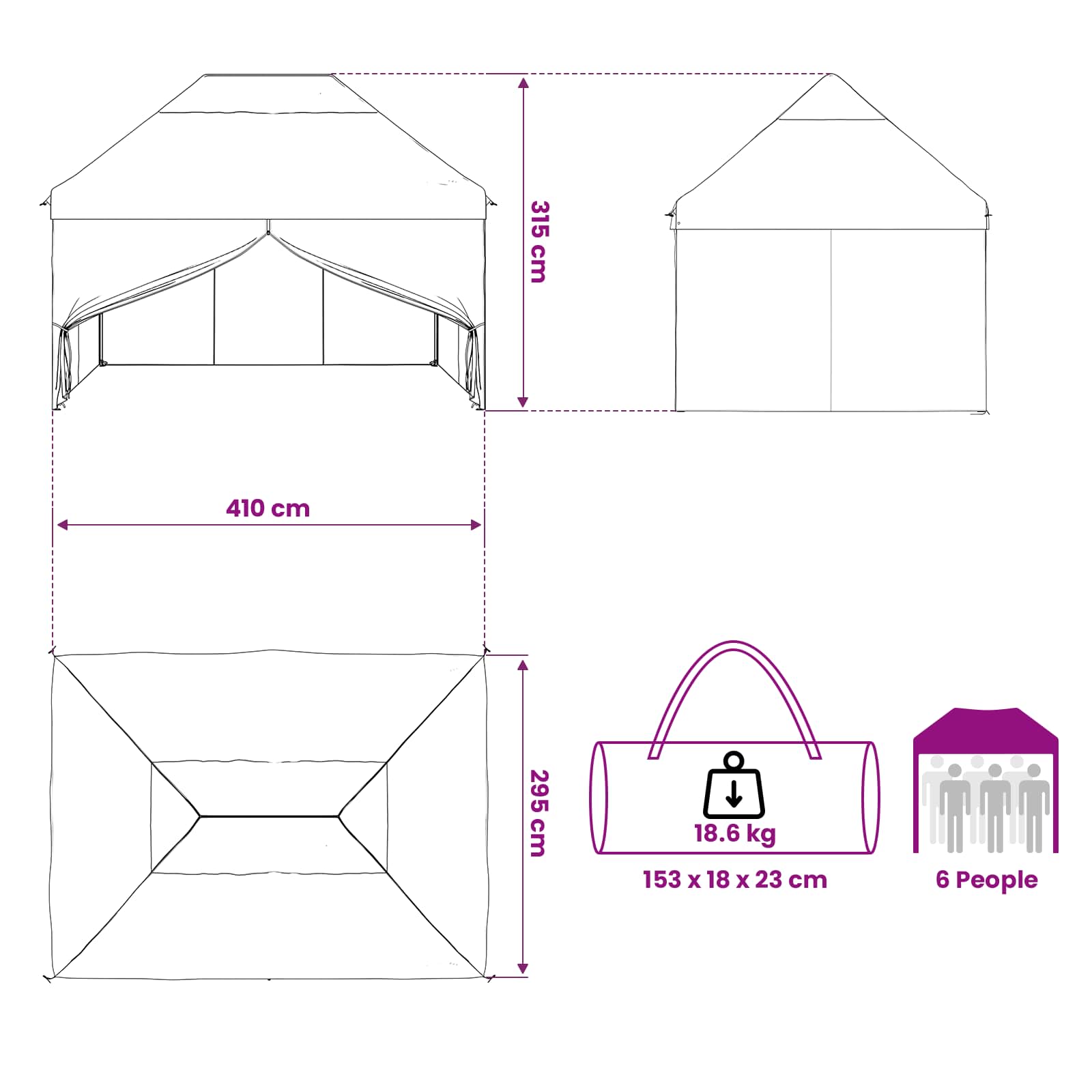Gazebo Pop-up con 4 Pareti 3 x 4 m Mimetico Foresta