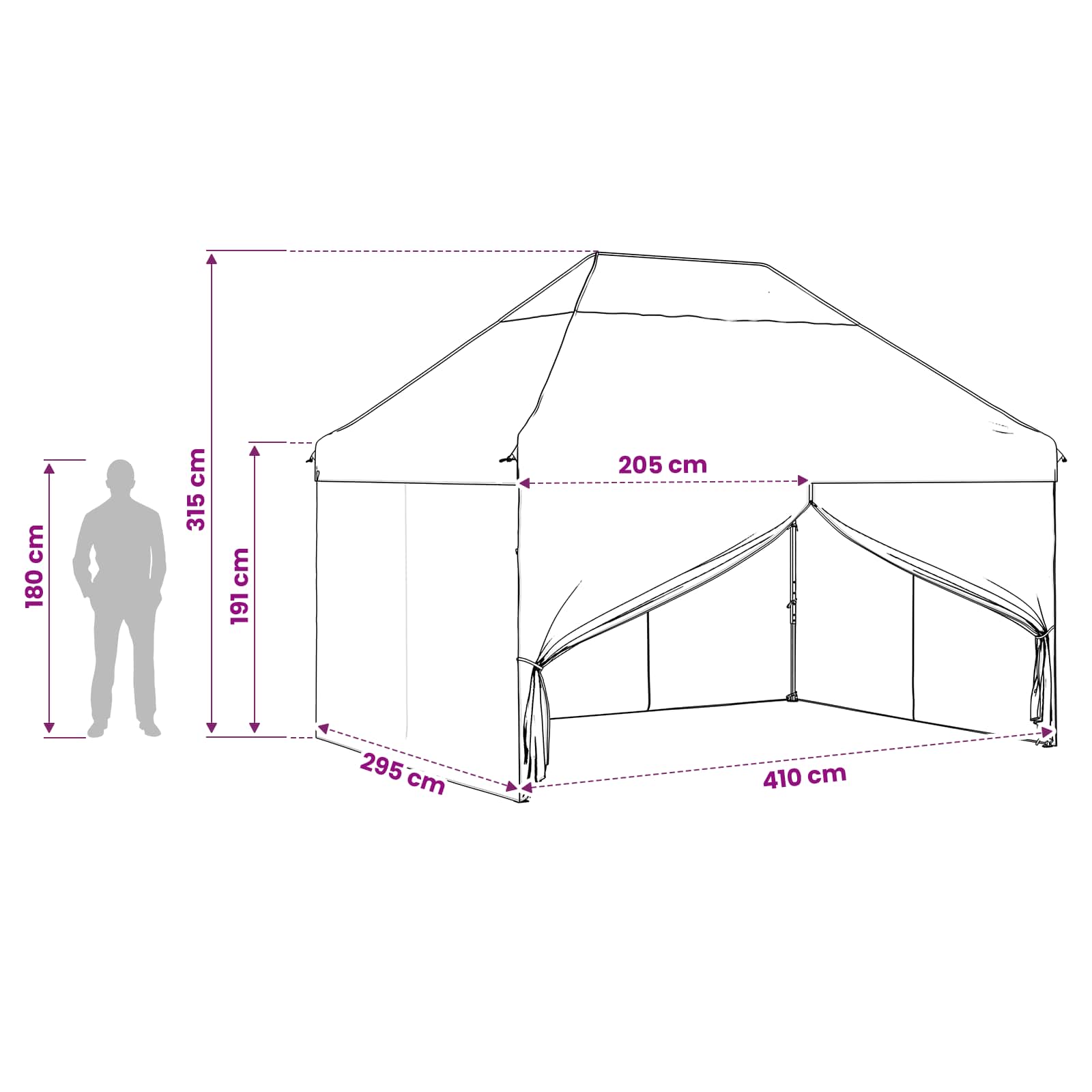 Gazebo Pop-up con 4 Pareti 3 x 4 m Mimetico Foresta