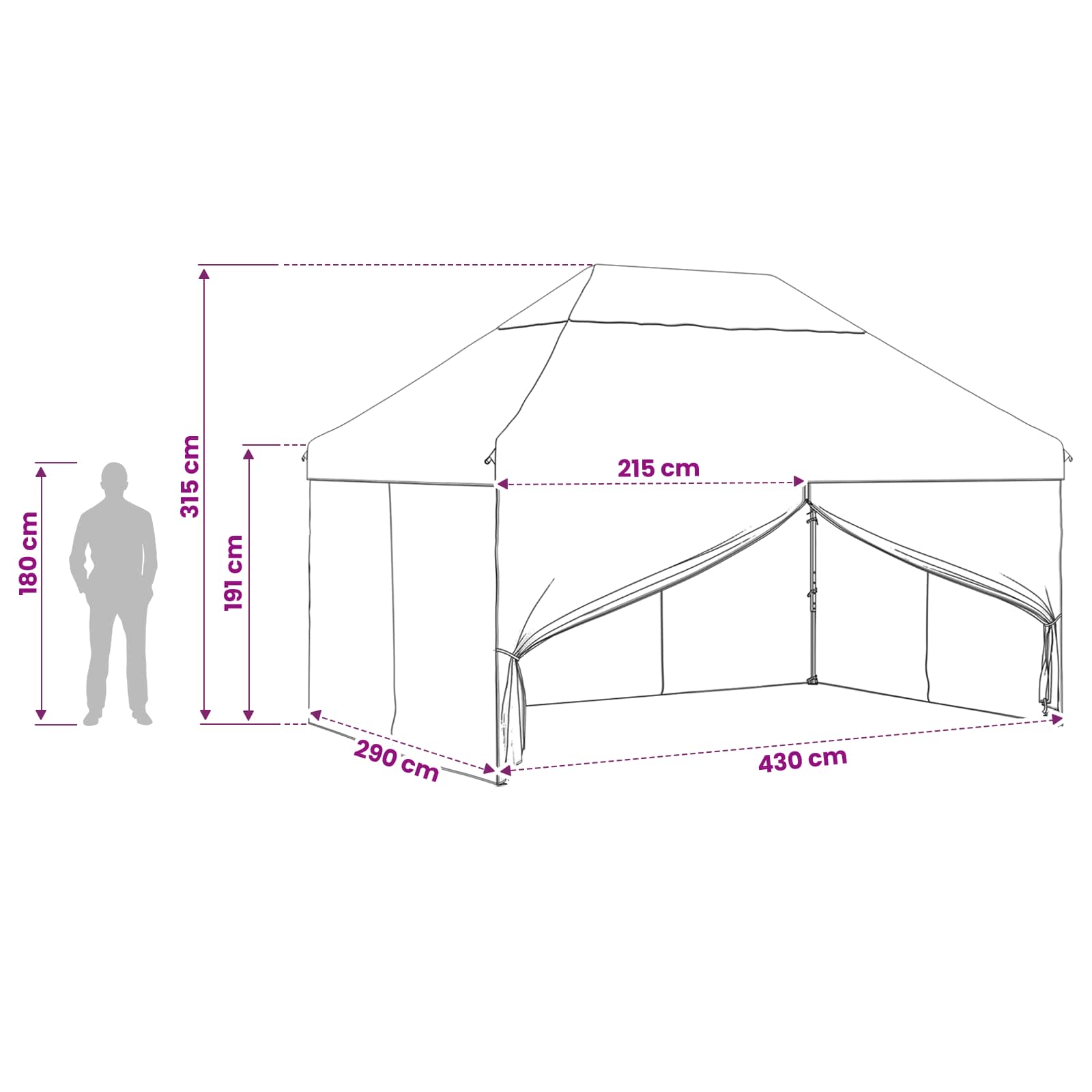 Gazebo Pop-up con 4 Pareti 3 x 4,5 m Mimetico Foresta