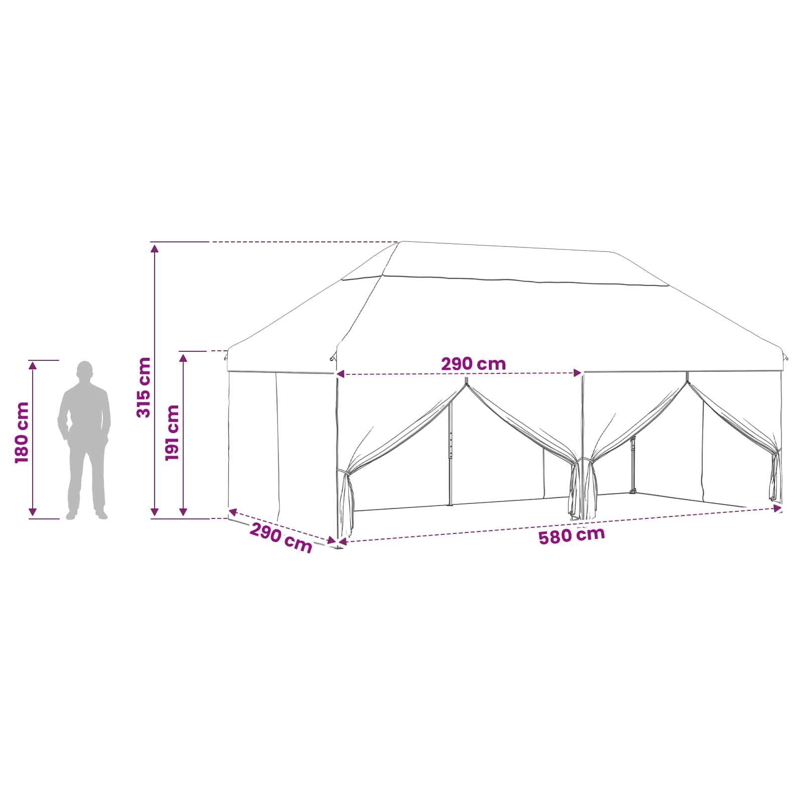 Gazebo Pop-up con 4 Pareti 3 x 6 m Mimetico Foresta