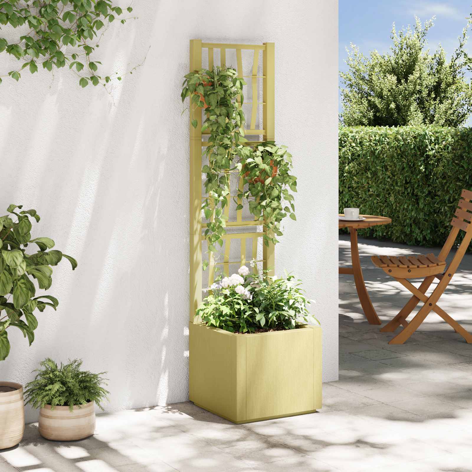 Vaso da Giardino con Trellis Verde 36 x 36 x 140 cm PP