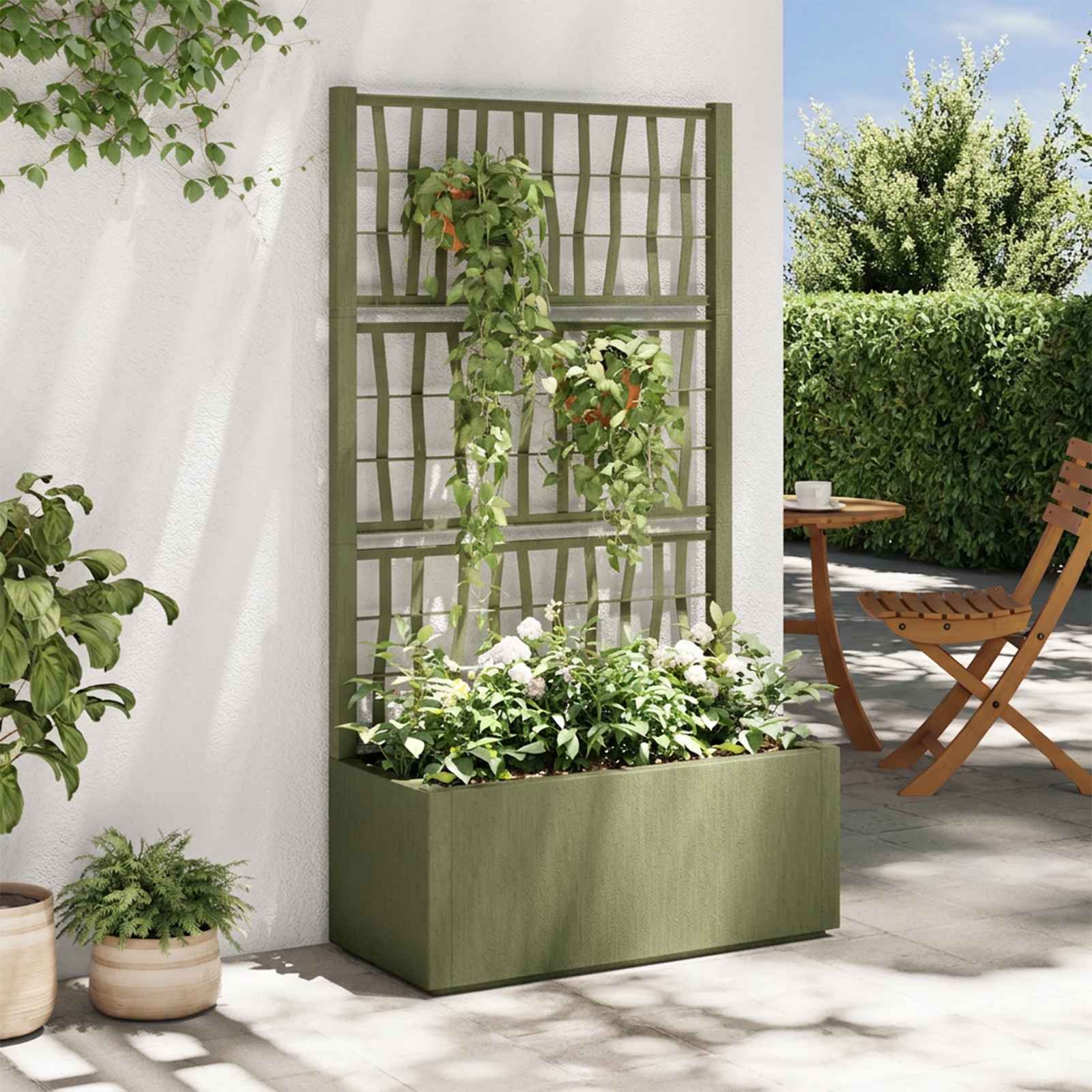 Vaso da Giardino con Trellis Verde 80 x 36 x 140 cm PP